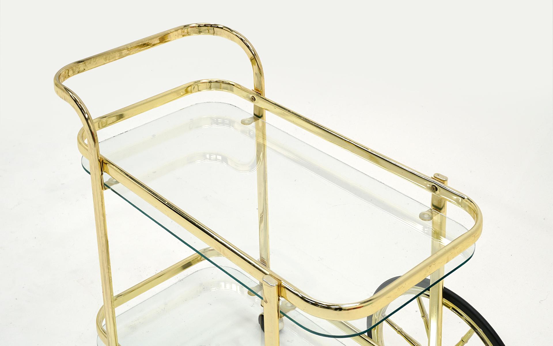 Late 20th Century Bar / Serving Cart in Brass and Glass, 1970s For Sale