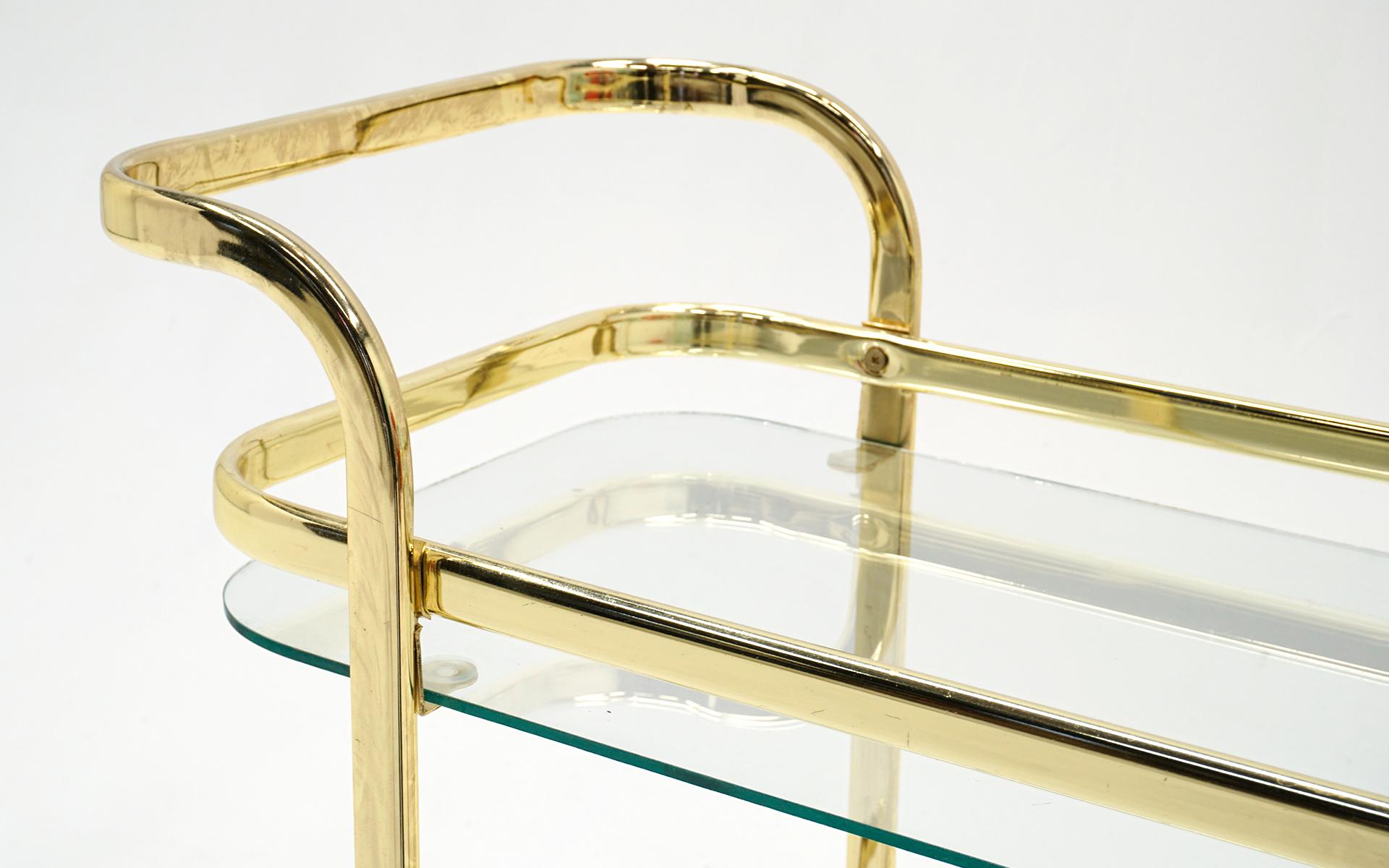 Bar / Serving Cart in Brass and Glass, 1970s For Sale 1