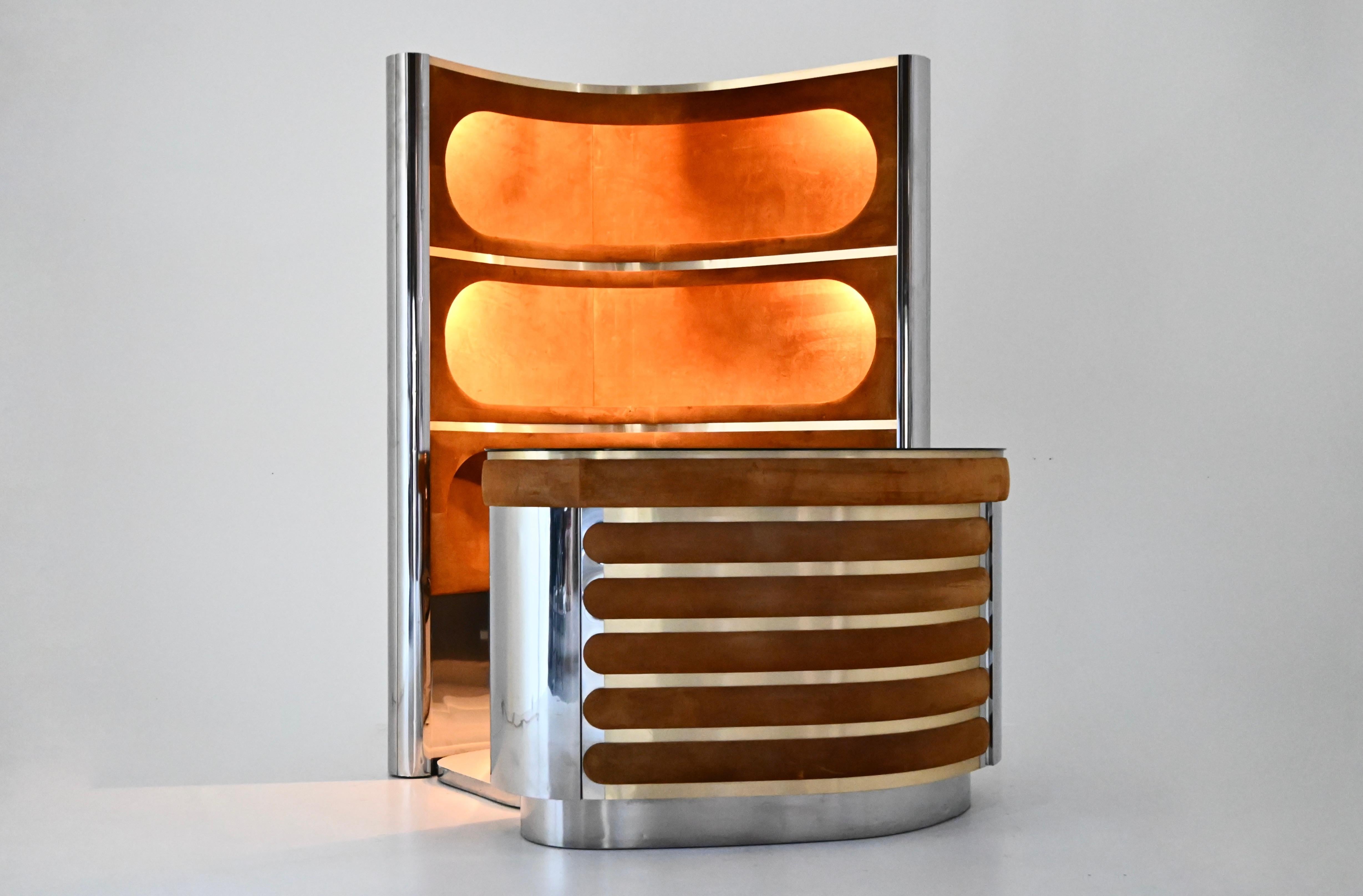 Mid-Century Modern Bar set attributed to Willy Rizzo, 1970s For Sale