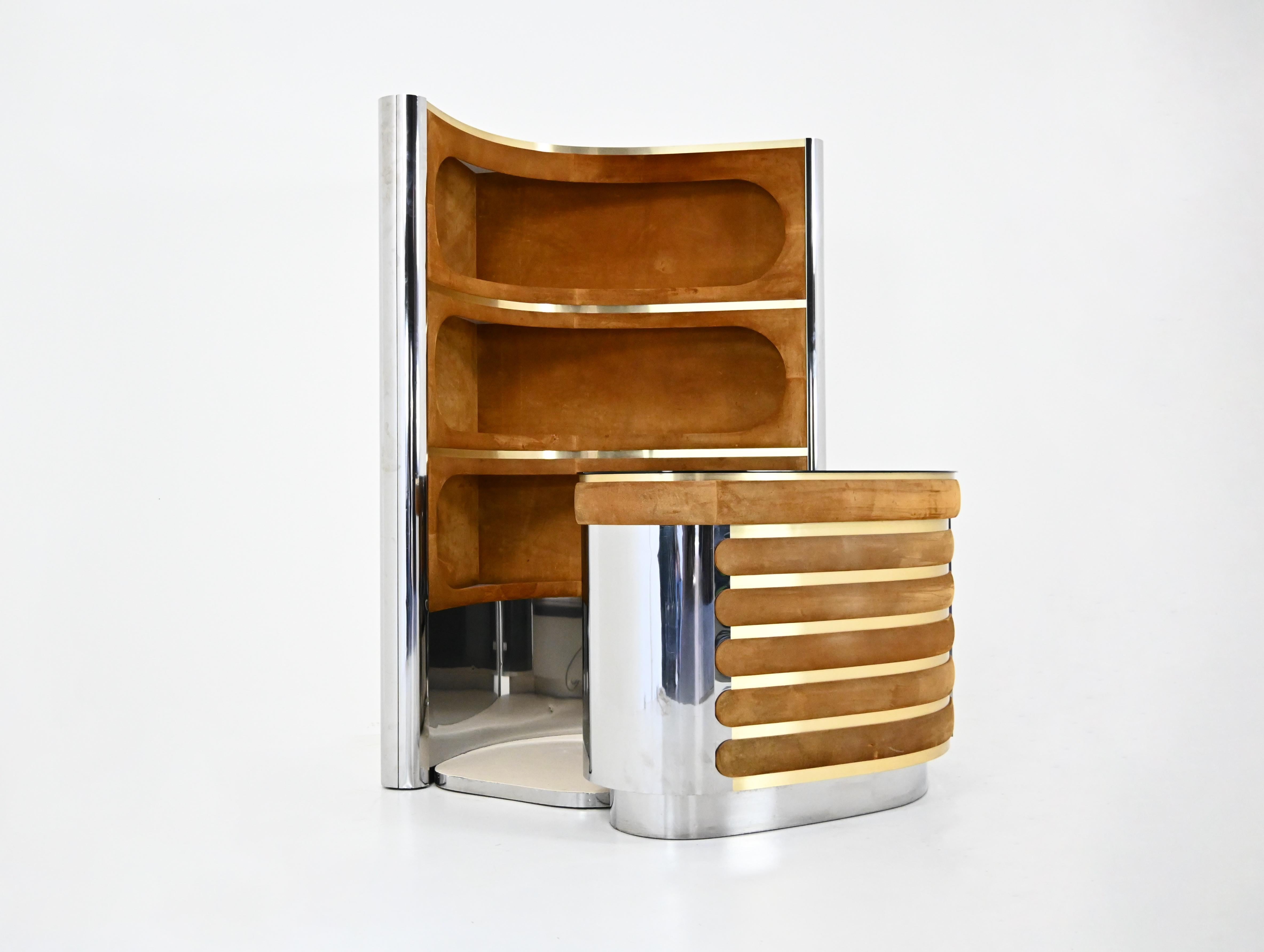 Italian Bar set attributed to Willy Rizzo, 1970s For Sale
