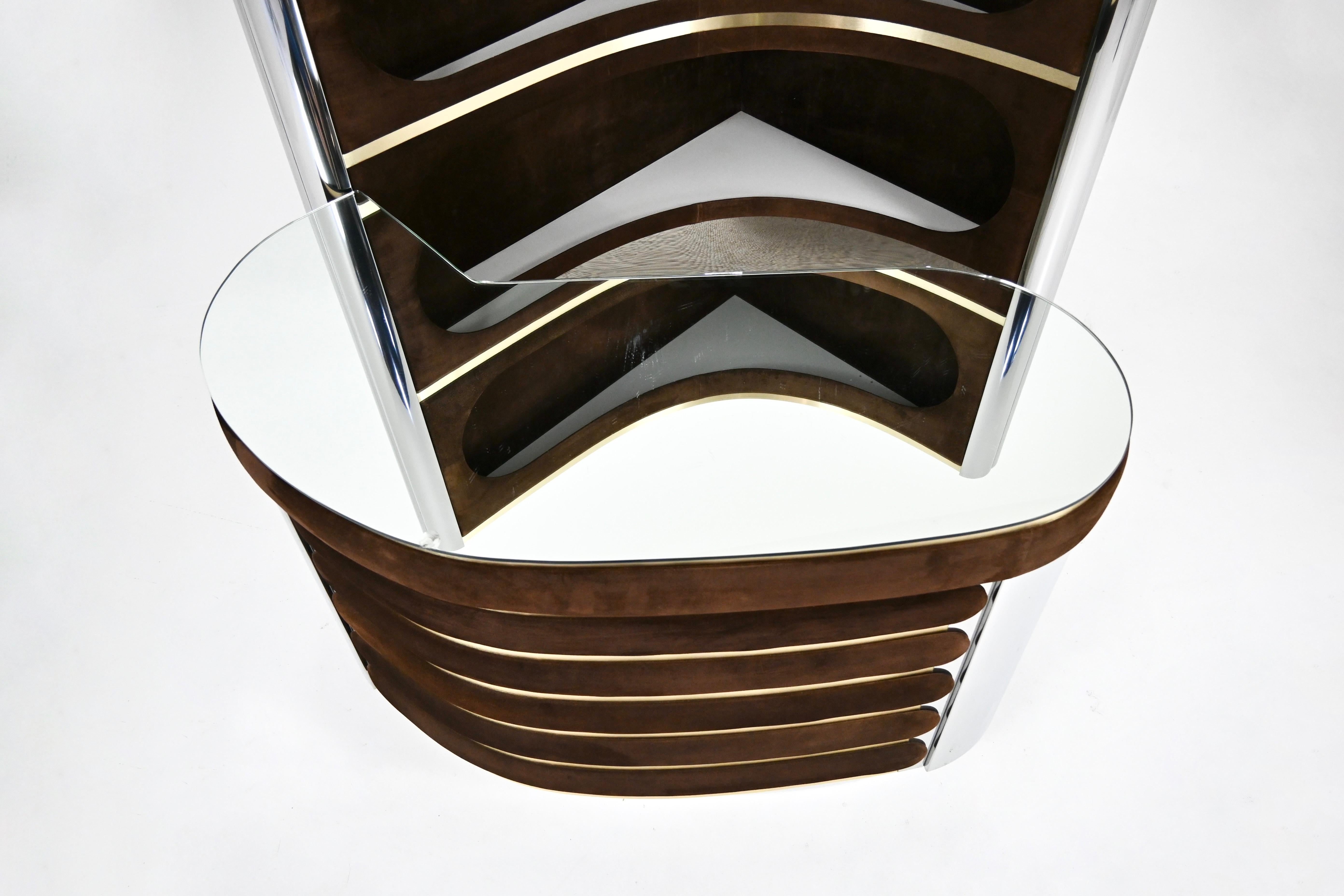 Ensemble de bar avec 2 tabourets attribué à Willy Rizzo, 1970 en vente 3
