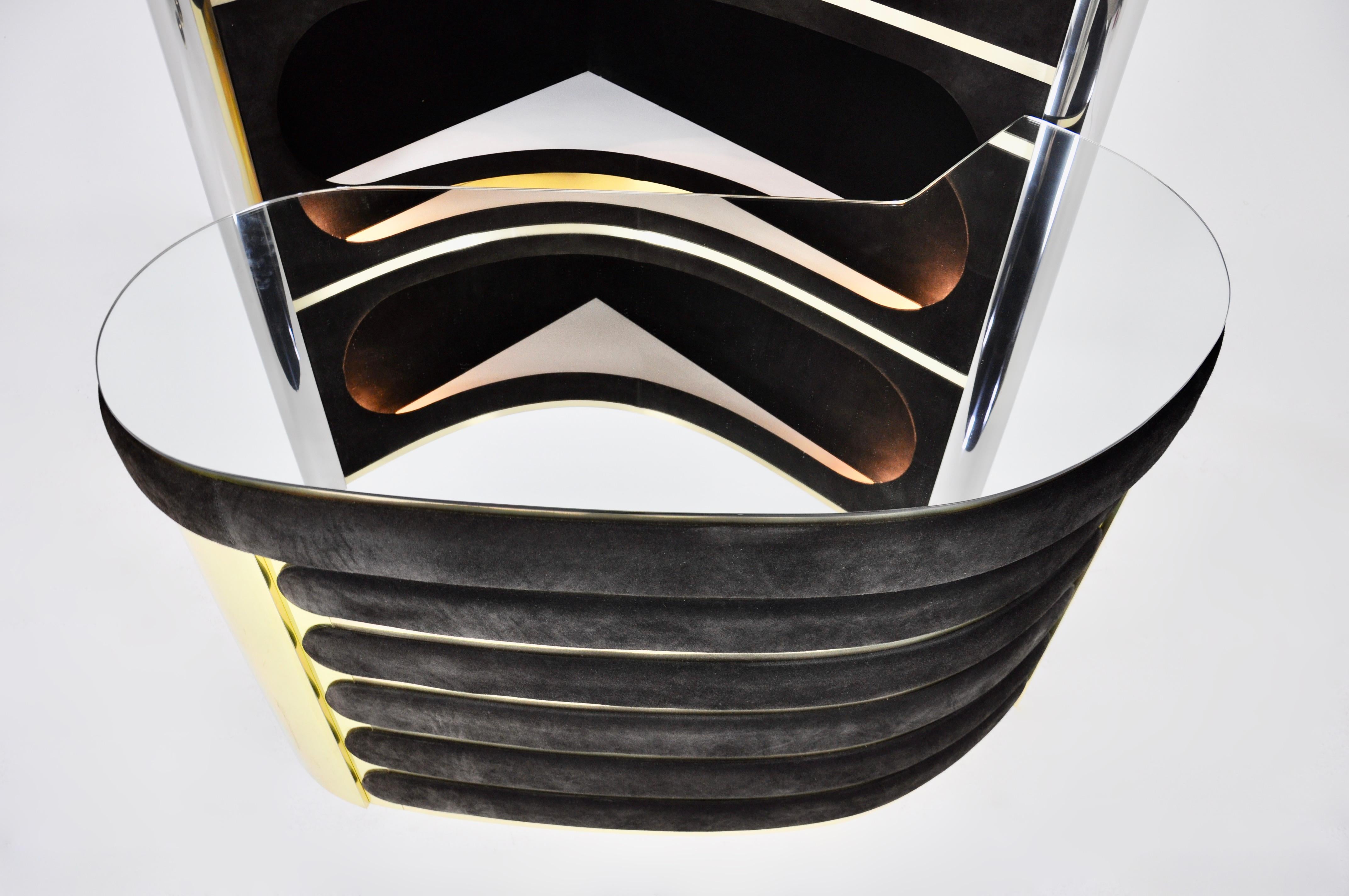 Metal Bar set with 2 stools in the style of Willy Rizzo, 1970s For Sale