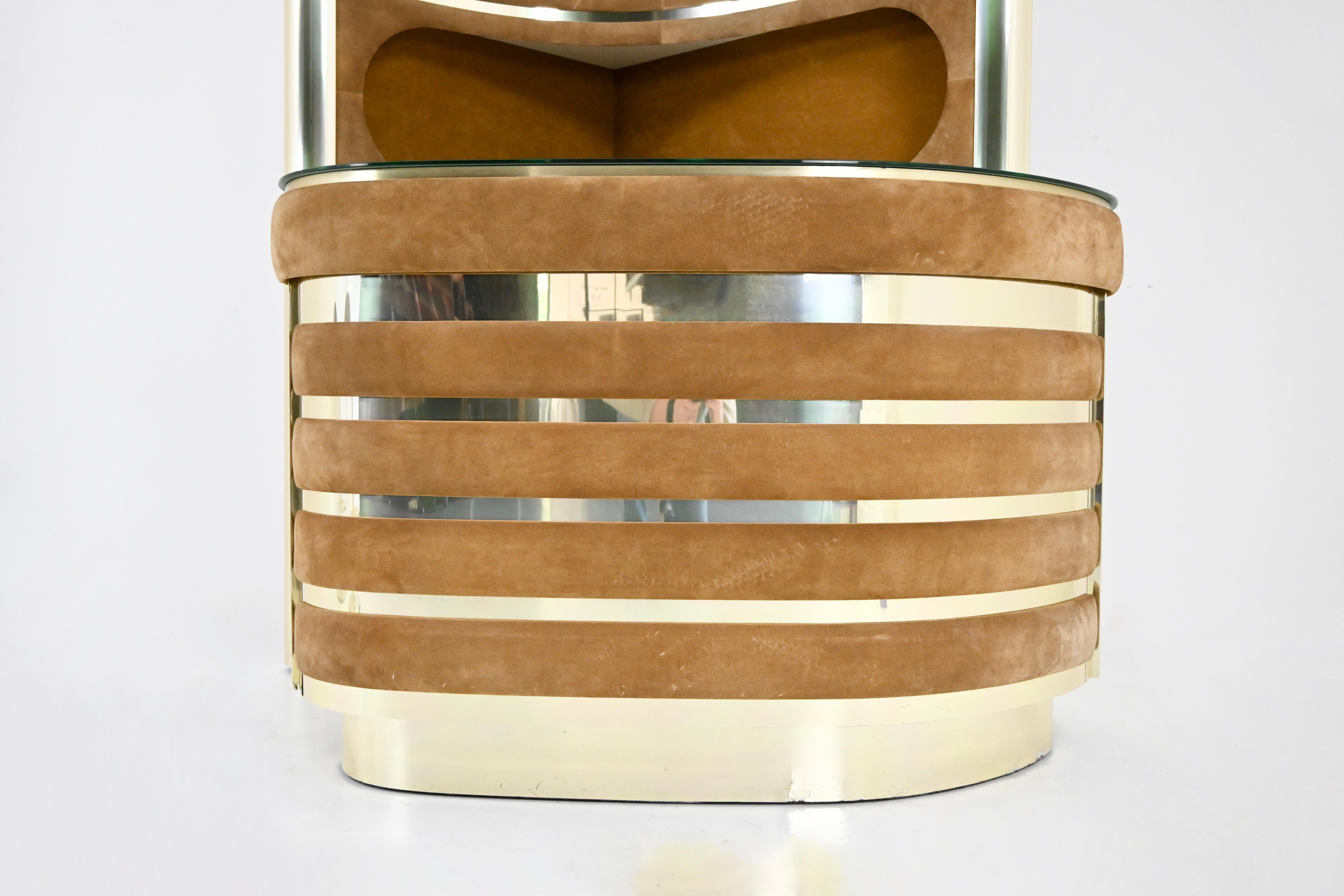 Metal Bar set with 2 stools attributed to Willy Rizzo, 1970s For Sale