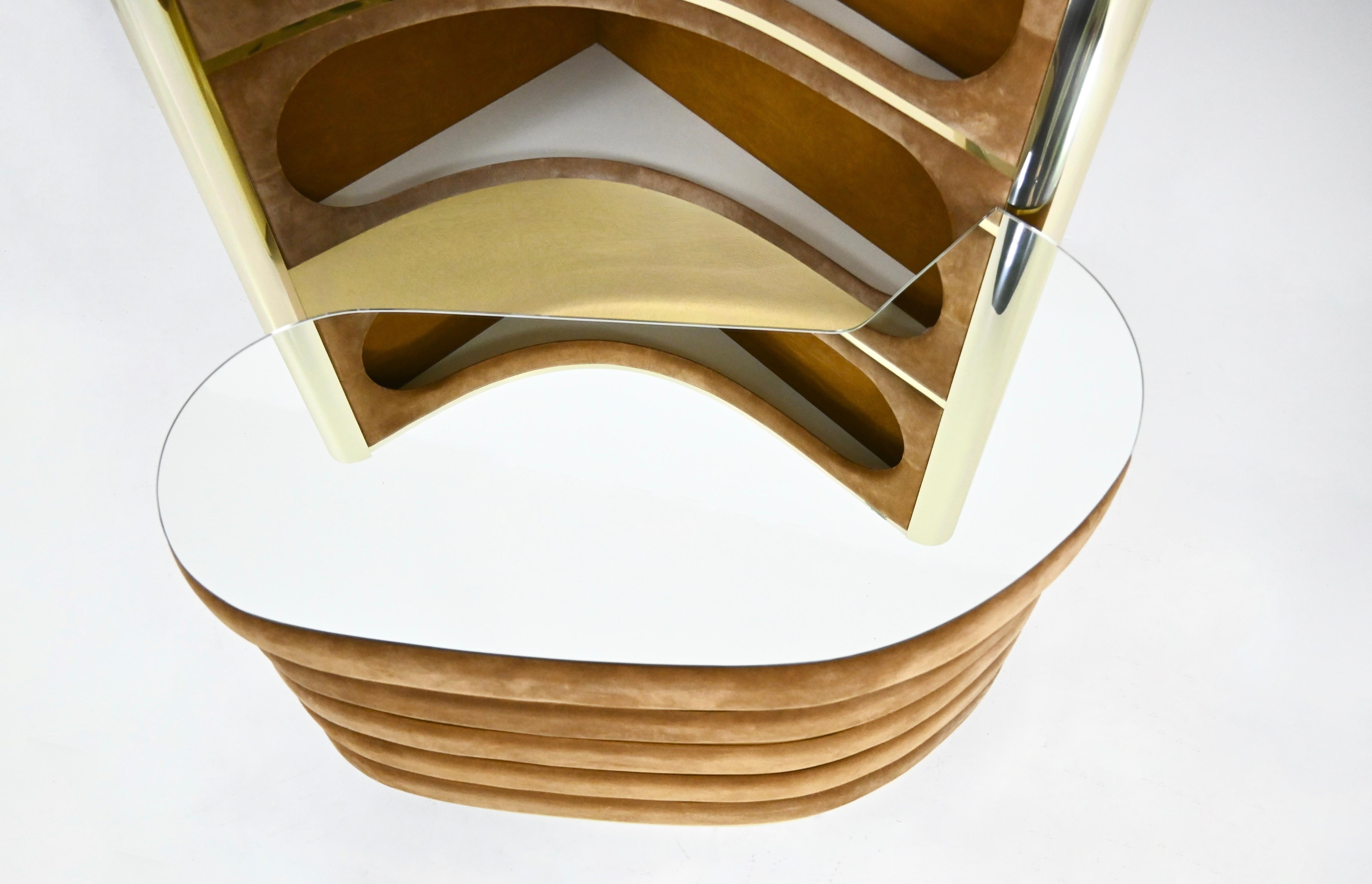 Bar set with 2 stools attributed to Willy Rizzo, 1970s For Sale 1