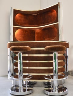 Used Bar set with 2 stools by Willy Rizzo, 1970s
