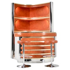 Vintage Bar set with 2 stools by Willy Rizzo, 1970s