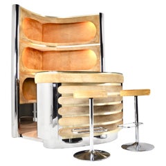 Retro Bar set with 2 stools in the style of Willy Rizzo, 1970s