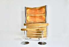 Bar set with 2 stools in the style to Willy Rizzo, 1970s