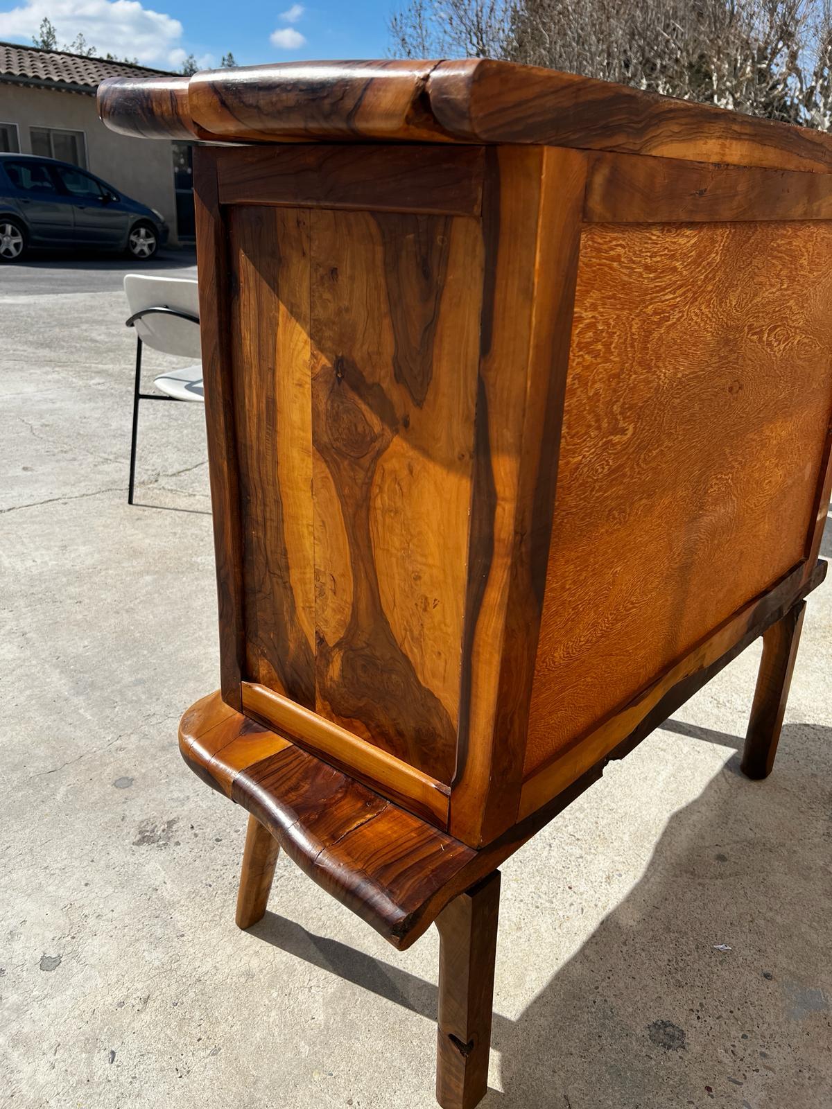 Bar sideboard in solid olive wood by Maison Skela 1960 For Sale 3