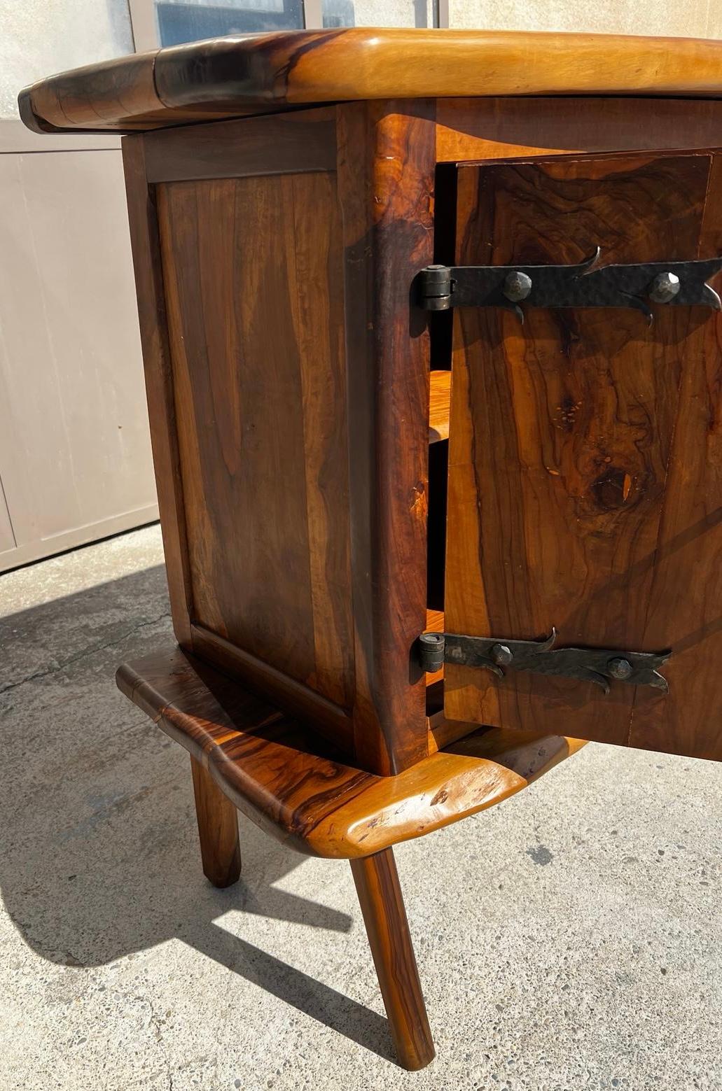 Bar sideboard in solid olive wood by Maison Skela 1960 For Sale 1