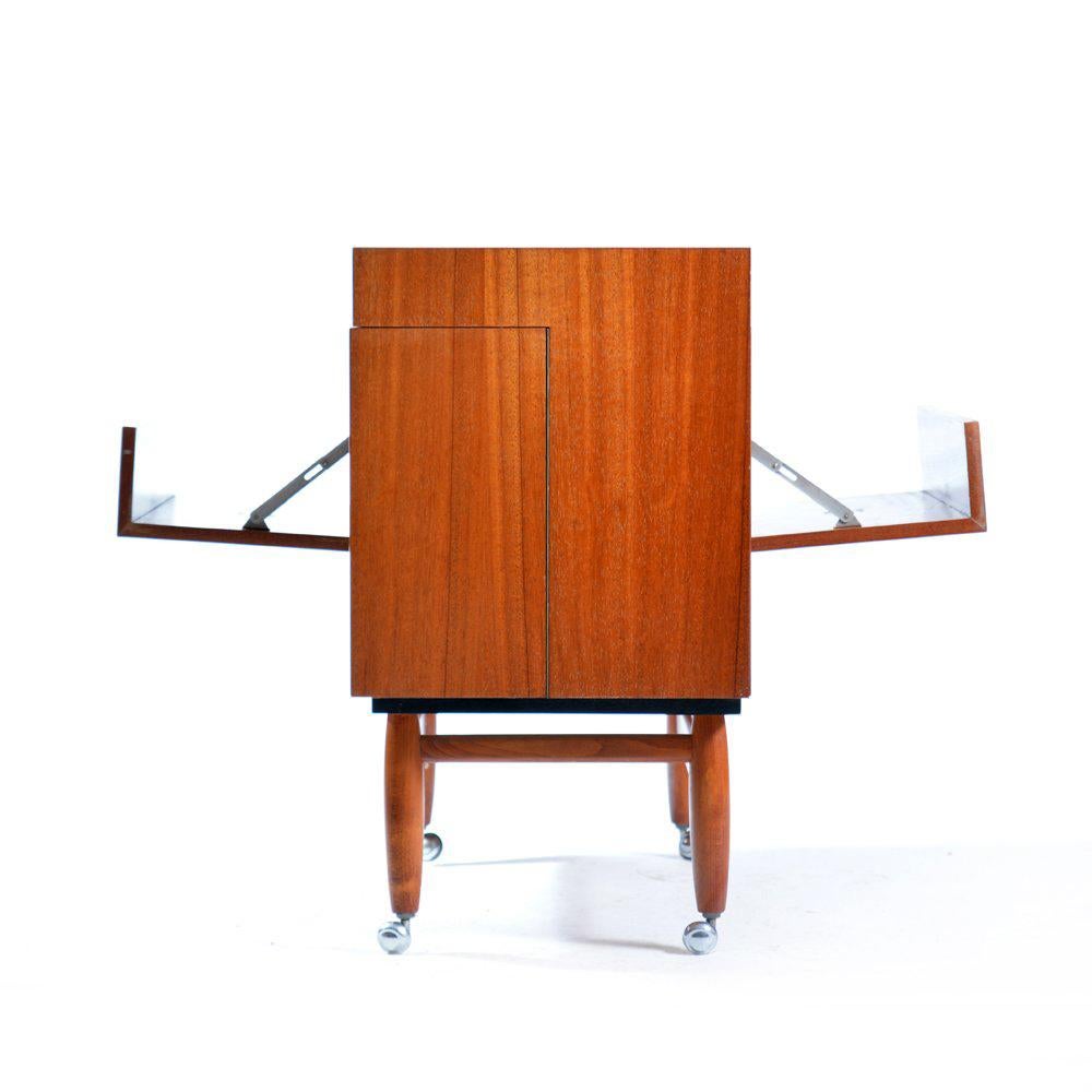 Late 20th Century Bar Sideboard On Wheels In Mahagony & Brass, Czechoslovakia 1970