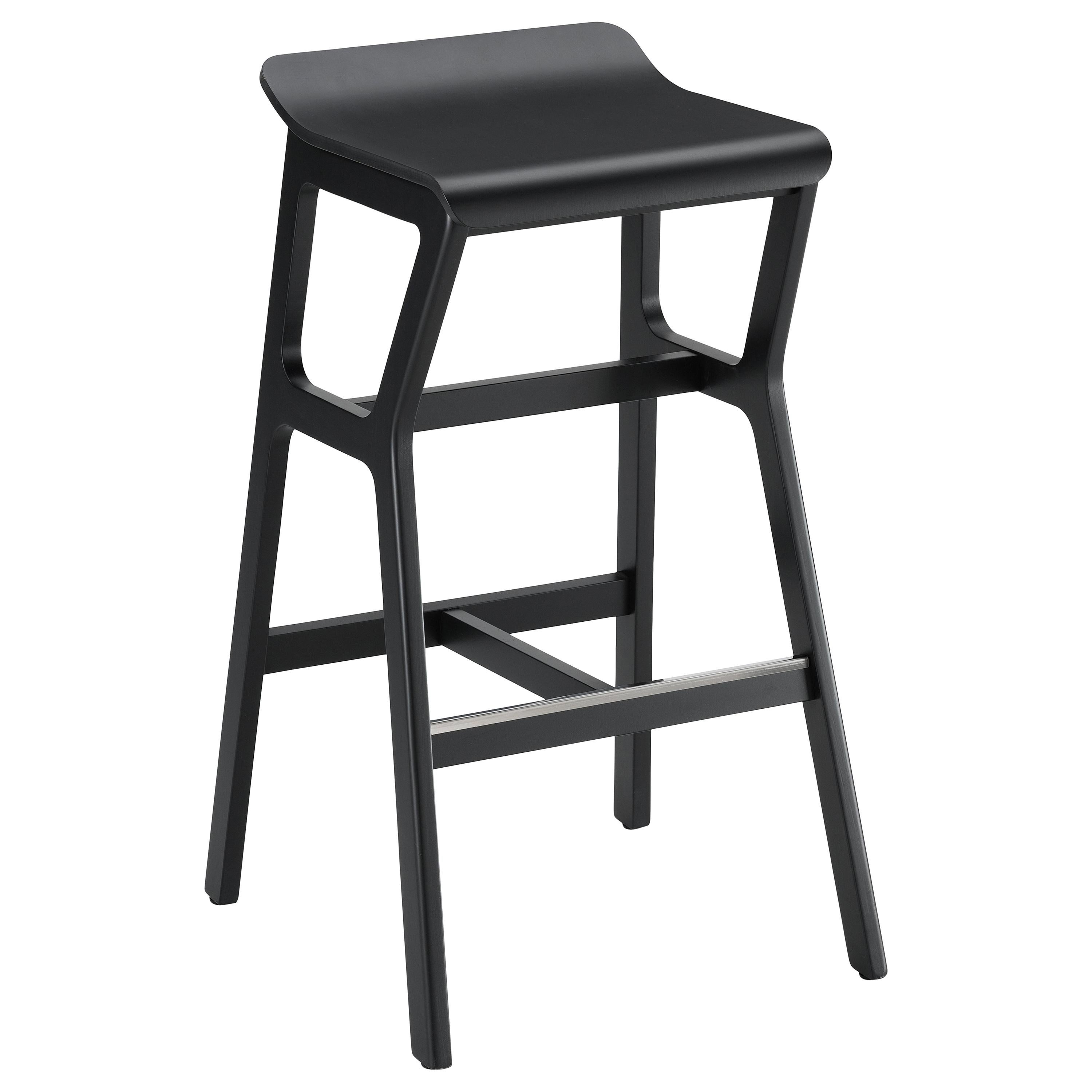 Bar Stoll Nhino in Beechwood Frame and Seat Black for Bar, Restaurant or Home