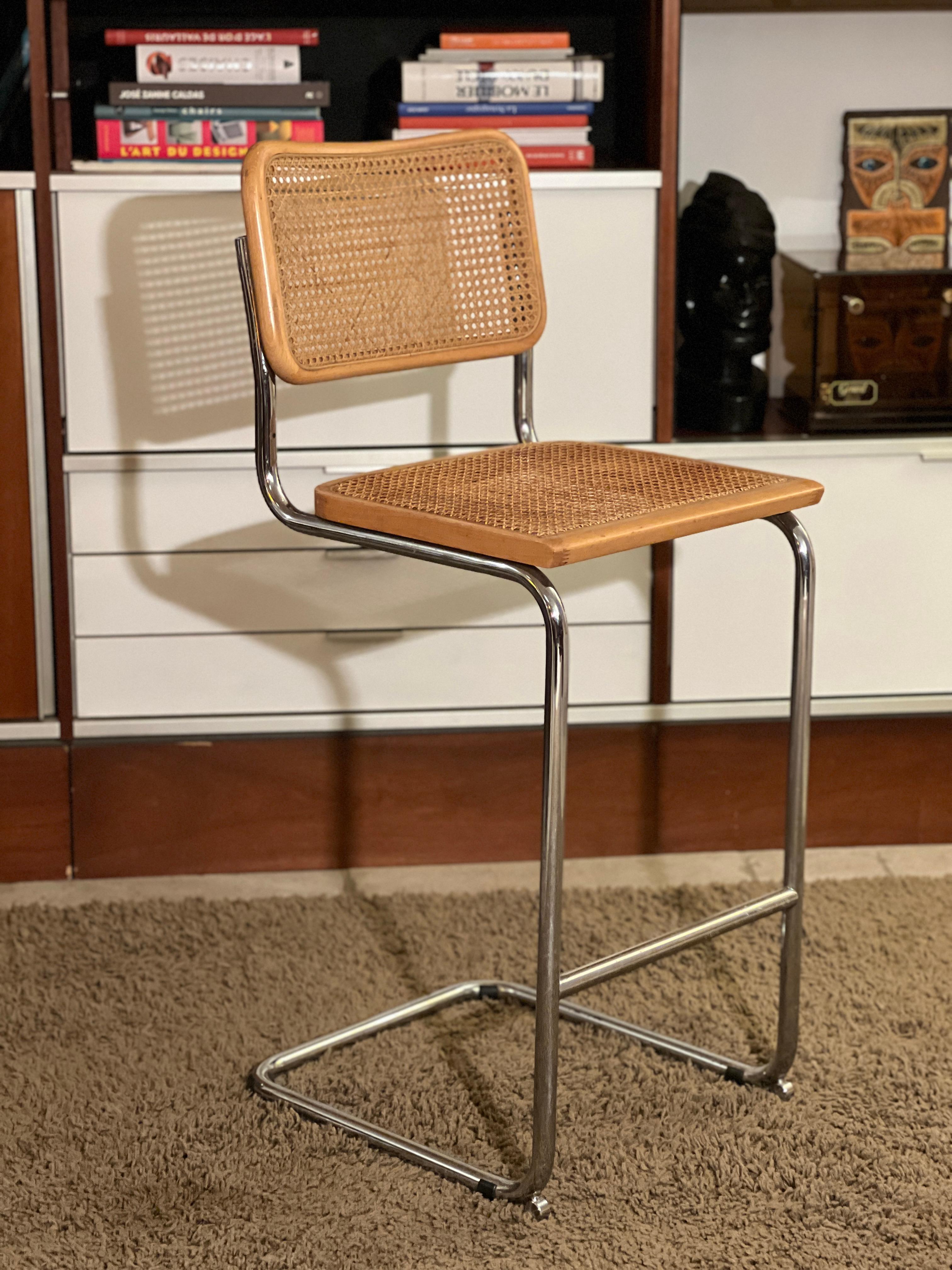 Mid-Century Modern Bar Stool Cesca Model S32 Marcel Breuer Edition, 1980