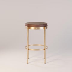 Chaise de bar moderne – Revêtement en cuir et structure en acier doré