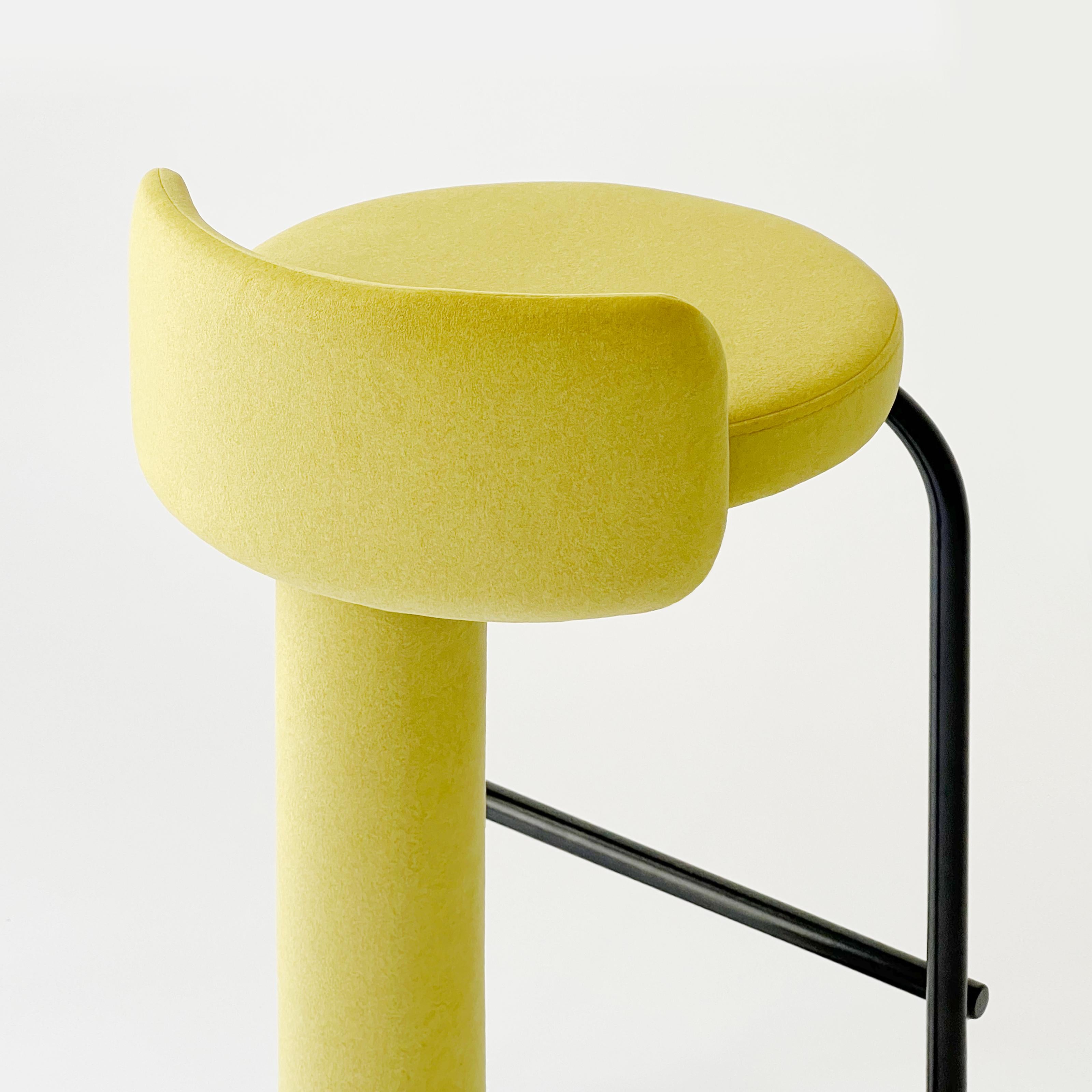 Ukrainian Bar Stool Fox by Woo in Yellow colour by Fabric Aura Microvelour For Sale