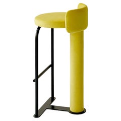 Vintage Bar Stool Fox by Woo in Yellow colour by Fabric Aura Microvelour