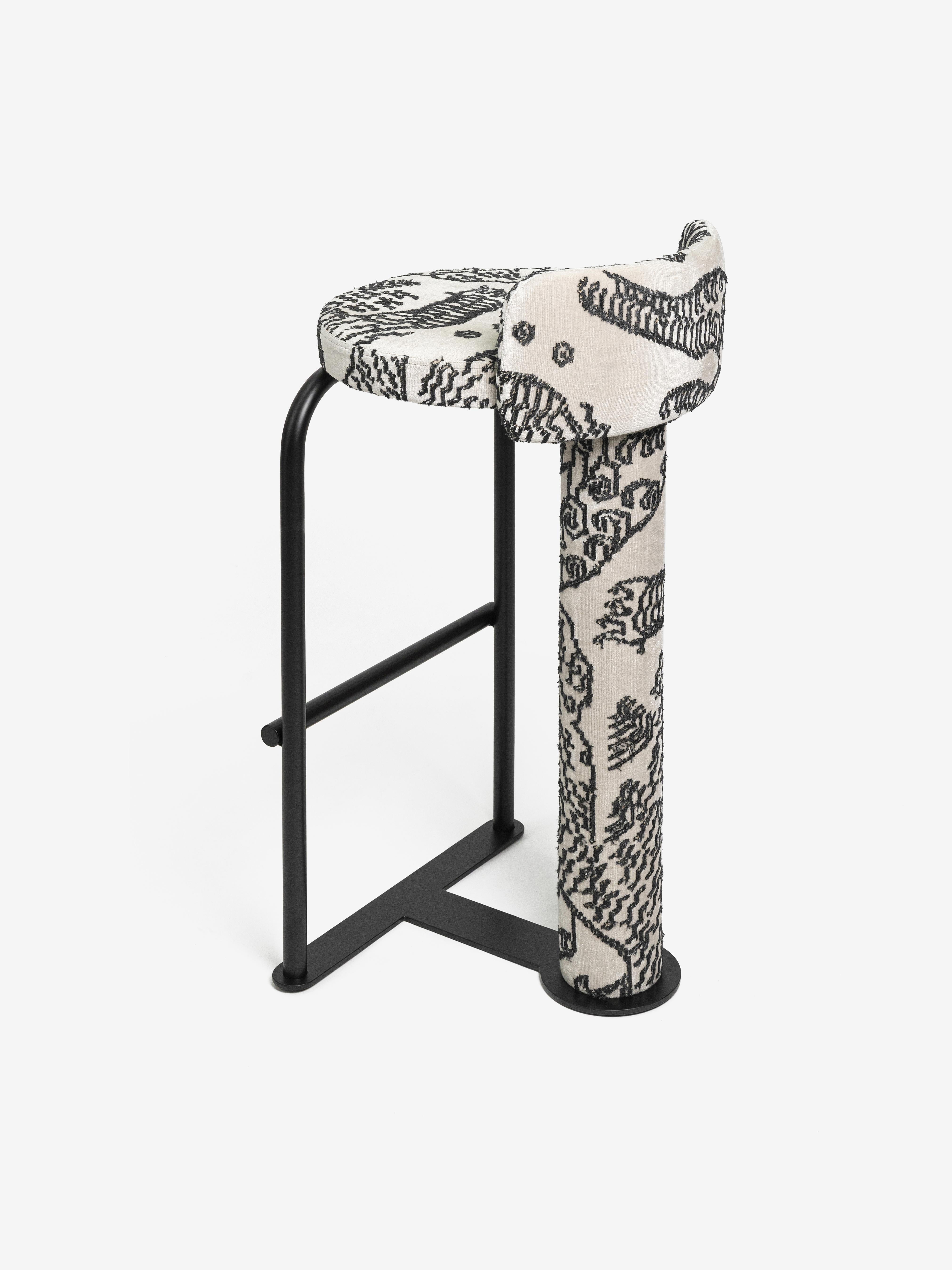 Contemporary Bar stool Fox in fabric Dedar Tiger Mountain 001 For Sale