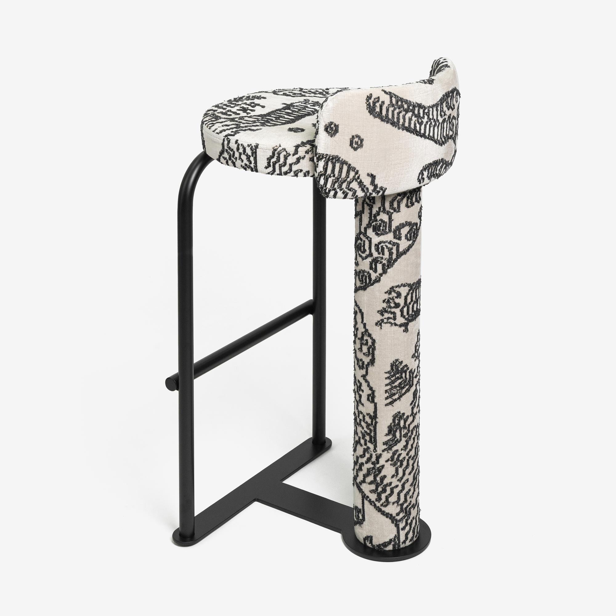 Ukrainian Bar stool Fox in fabric Dedar Tiger Mountain 002 For Sale