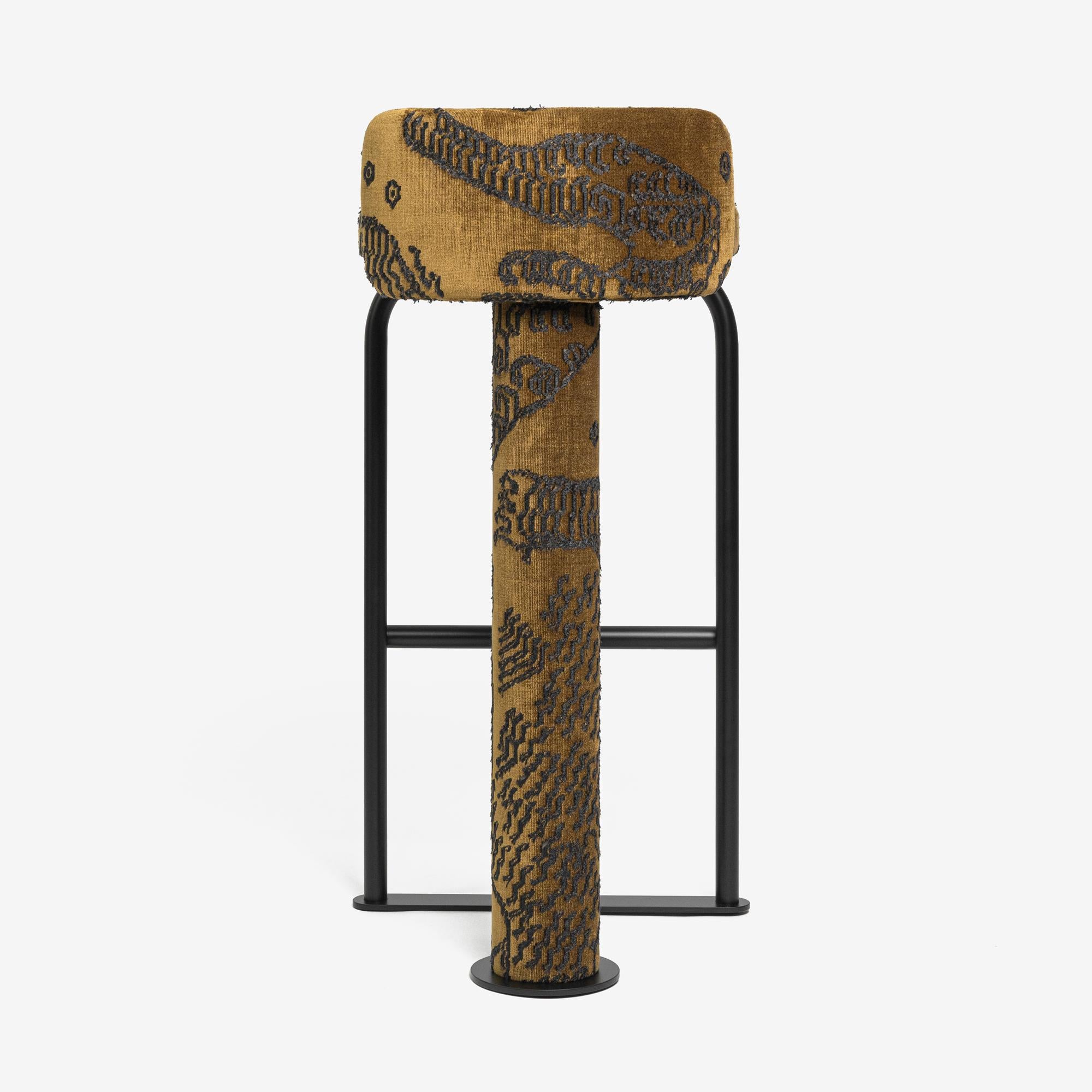 Ukrainian Designer Bar stool Fox in fabric Dedar Tiger Mountain 003 For Sale