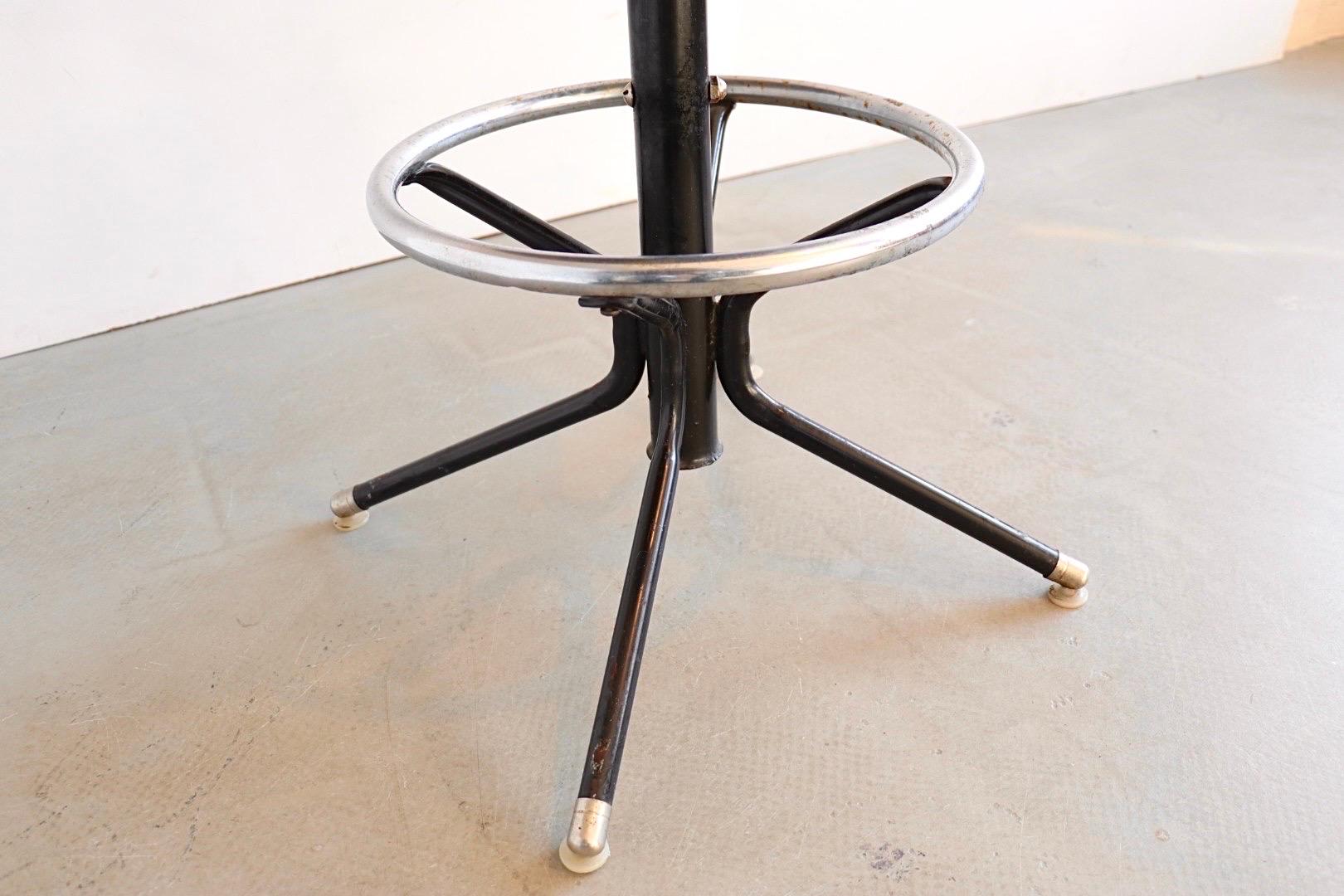 Bar Stool in Beige Leather by the Admiral Chrome Corp. USA, 1960s For Sale 3