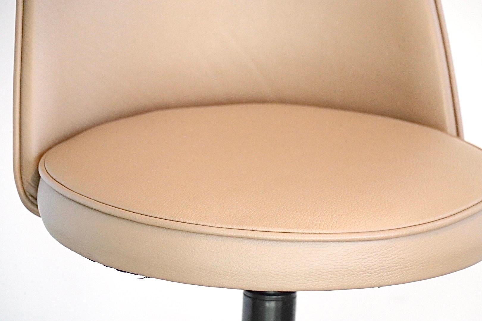 Bar Stool in Beige Leather by the Admiral Chrome Corp. USA, 1960s For Sale 1