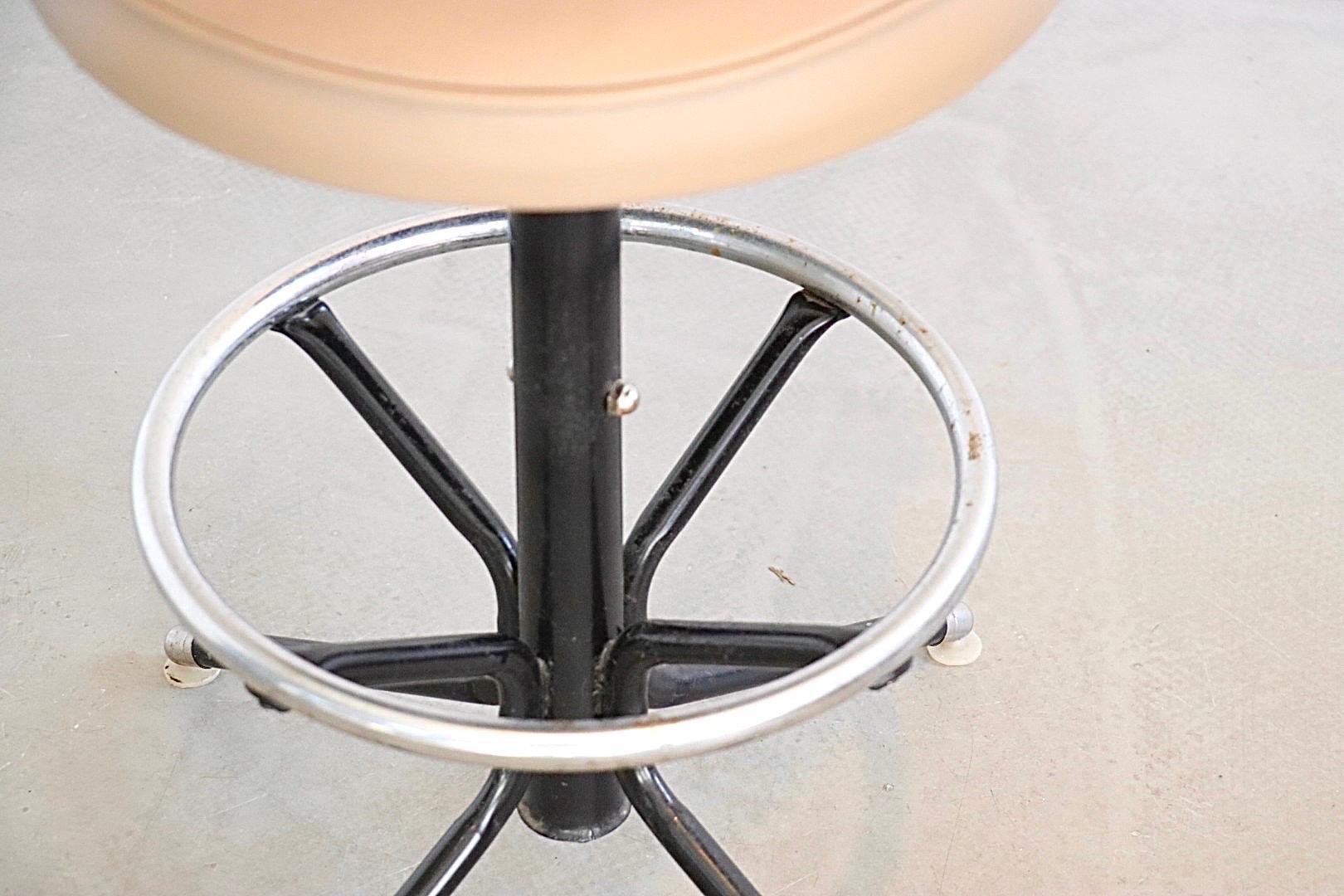 Bar Stool in Beige Leather by the Admiral Chrome Corp. USA, 1960s For Sale 2