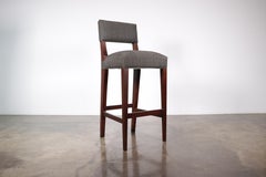 Bar Stool in Solid Wood and Gray Fabric by Costantini, Bruno, In Stock