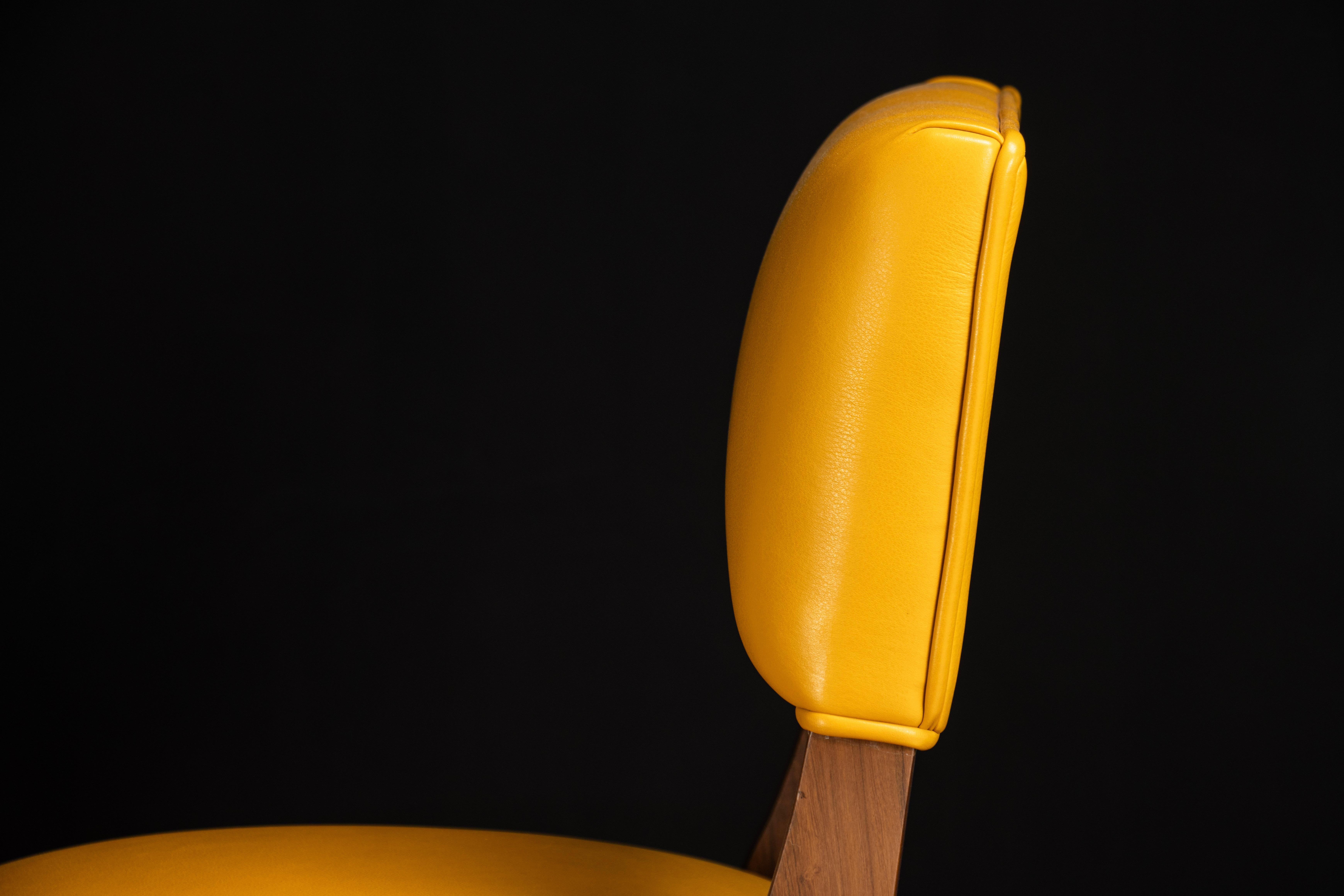 Bar Stool in Solid Wood and Yellow Leather by Costantini, Bruno, In Stock en vente 2