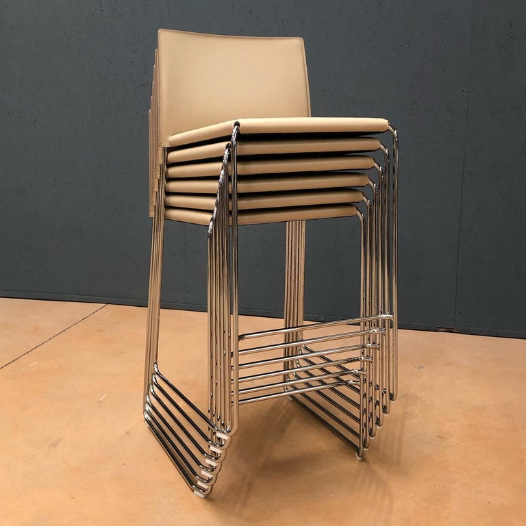 Bar Stool Italian Made Contemporary Design Leather For Sale at 1stdibs