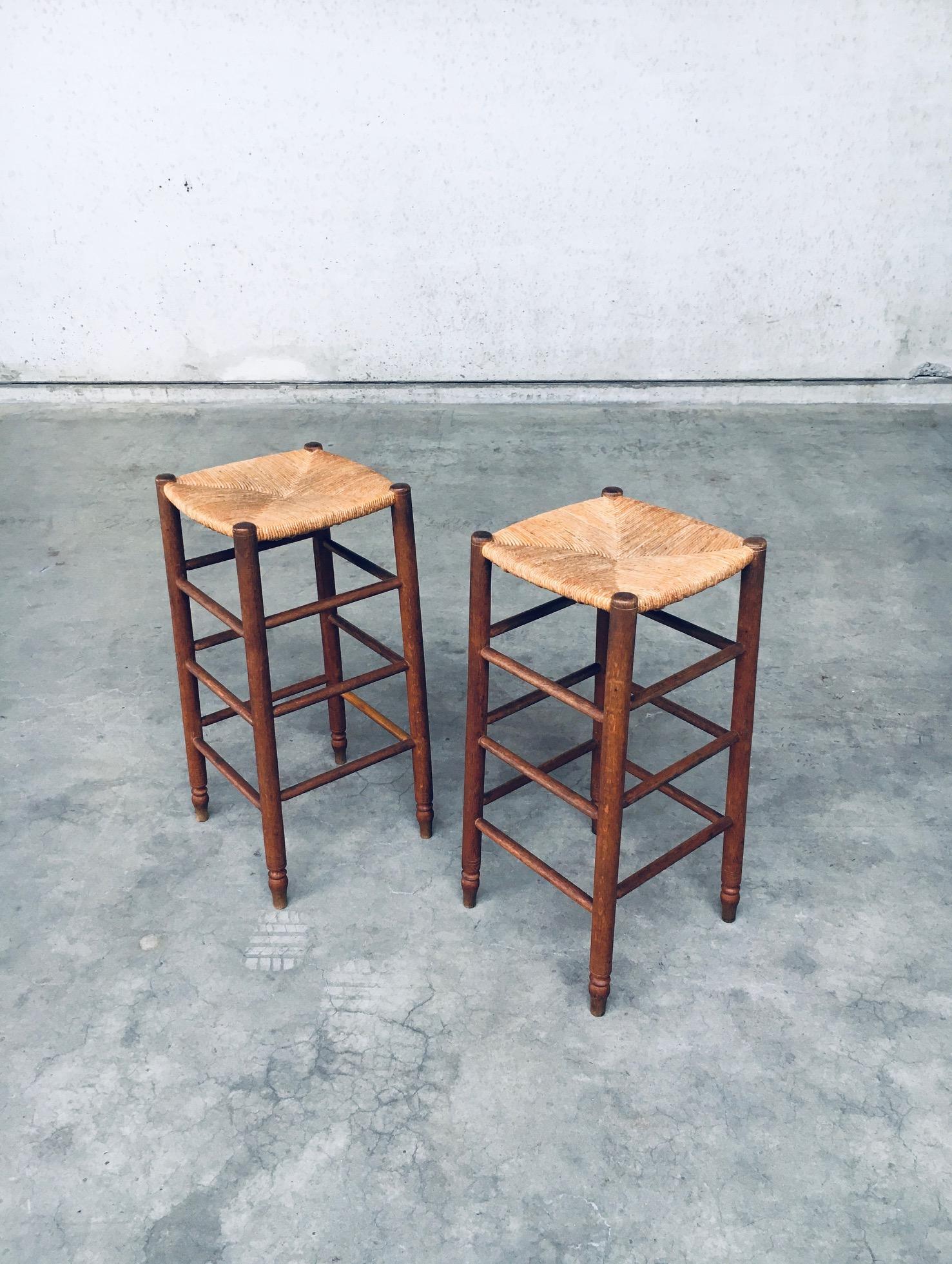 Rustic Bar Stool Set in the Style of Charlotte Perriand, France, 1950s