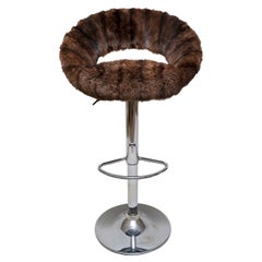 Used Bar Stool Swivel Adjustable Chrome Mink Brown