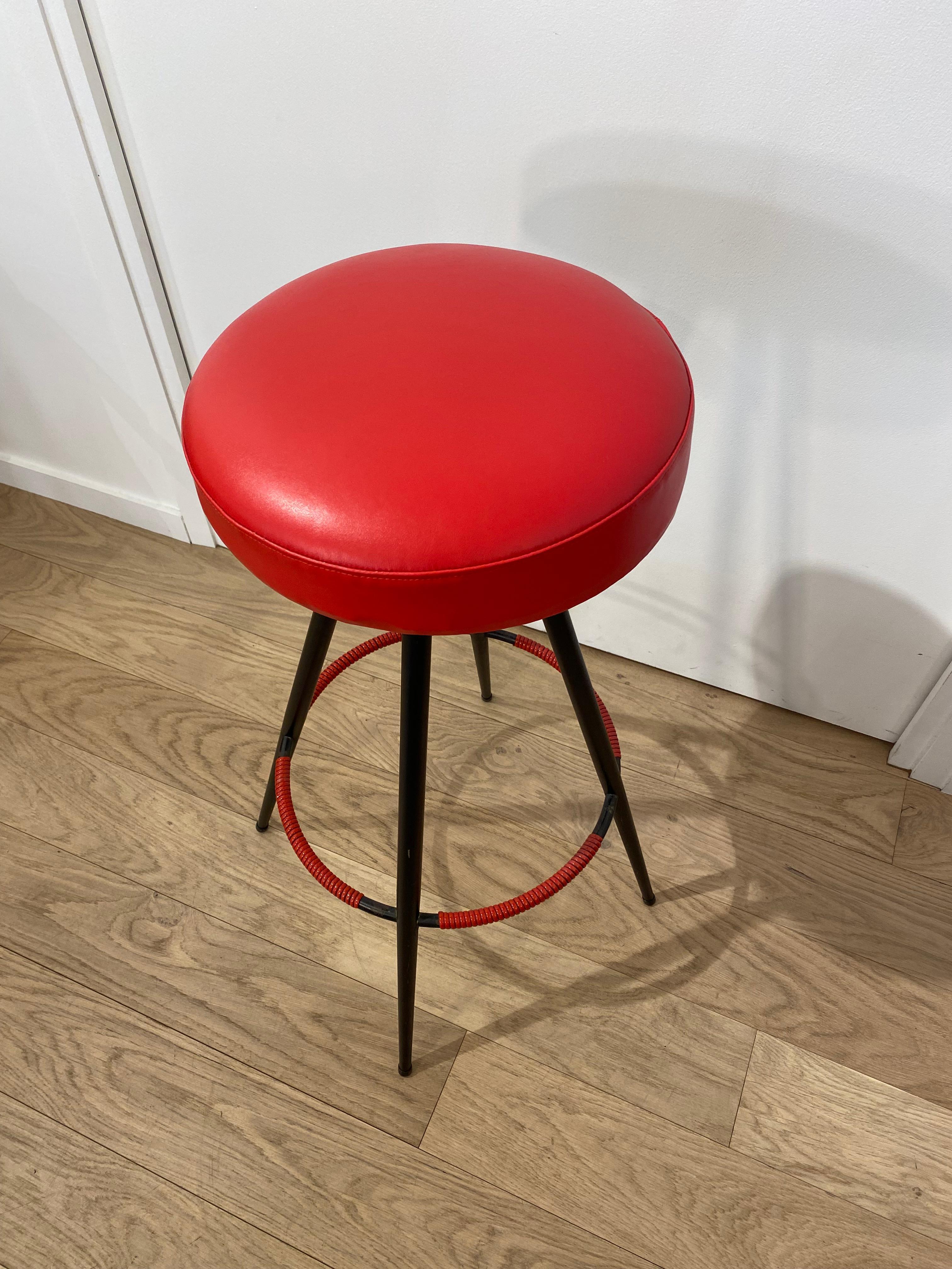 Steel Bar Stool Vintage Design 1950 For Sale