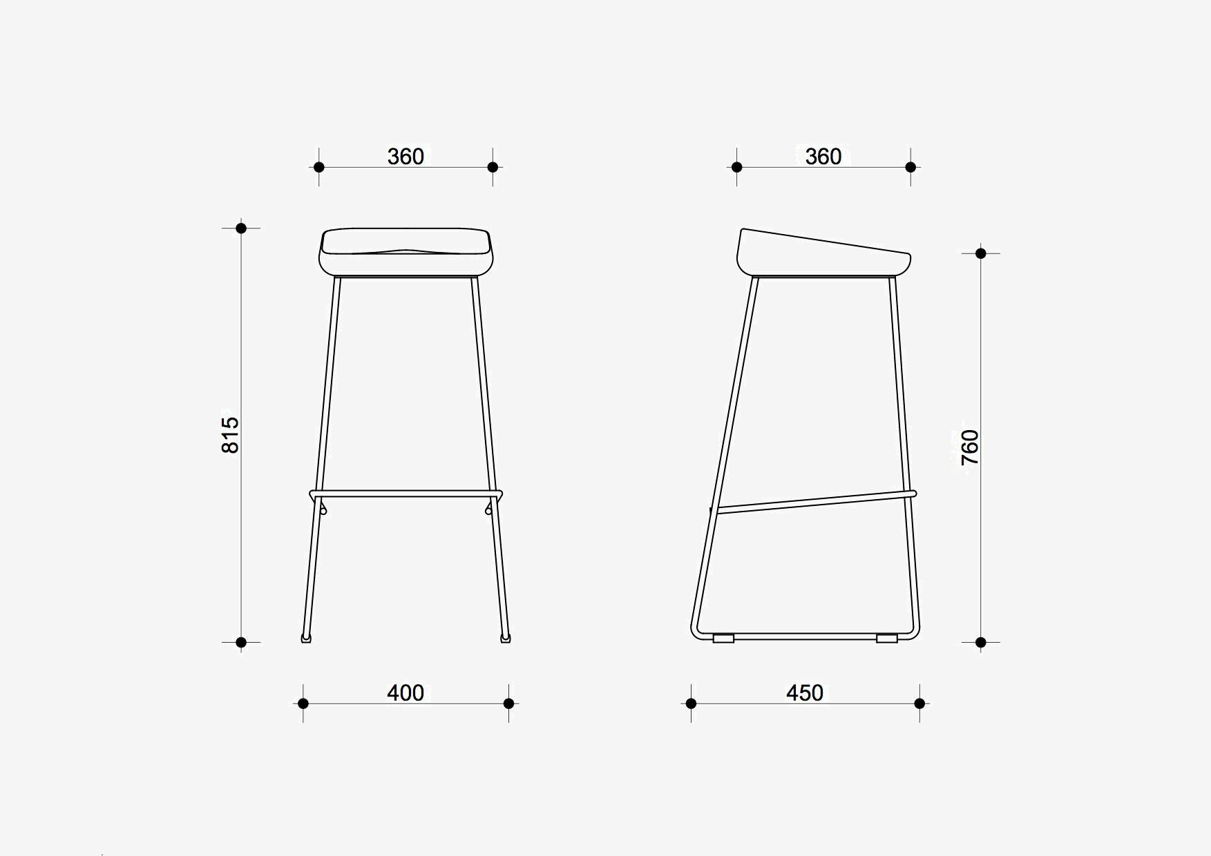 Bar Stool Wave with Ash Solid Wood Seat and Steel Frame For Sale 4