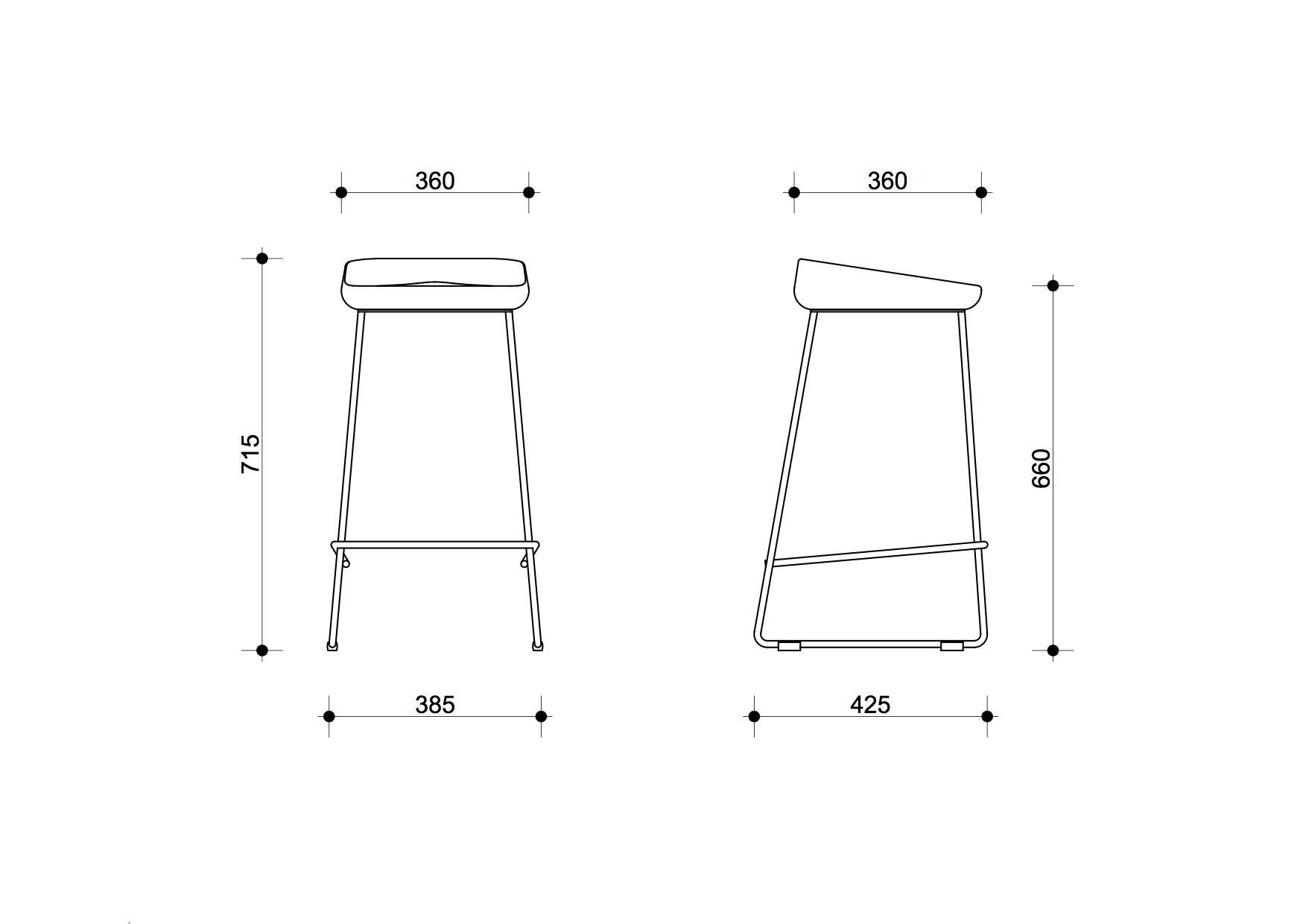 Modern Bar Stool Wave with Leather Seat and Steel Frame For Sale