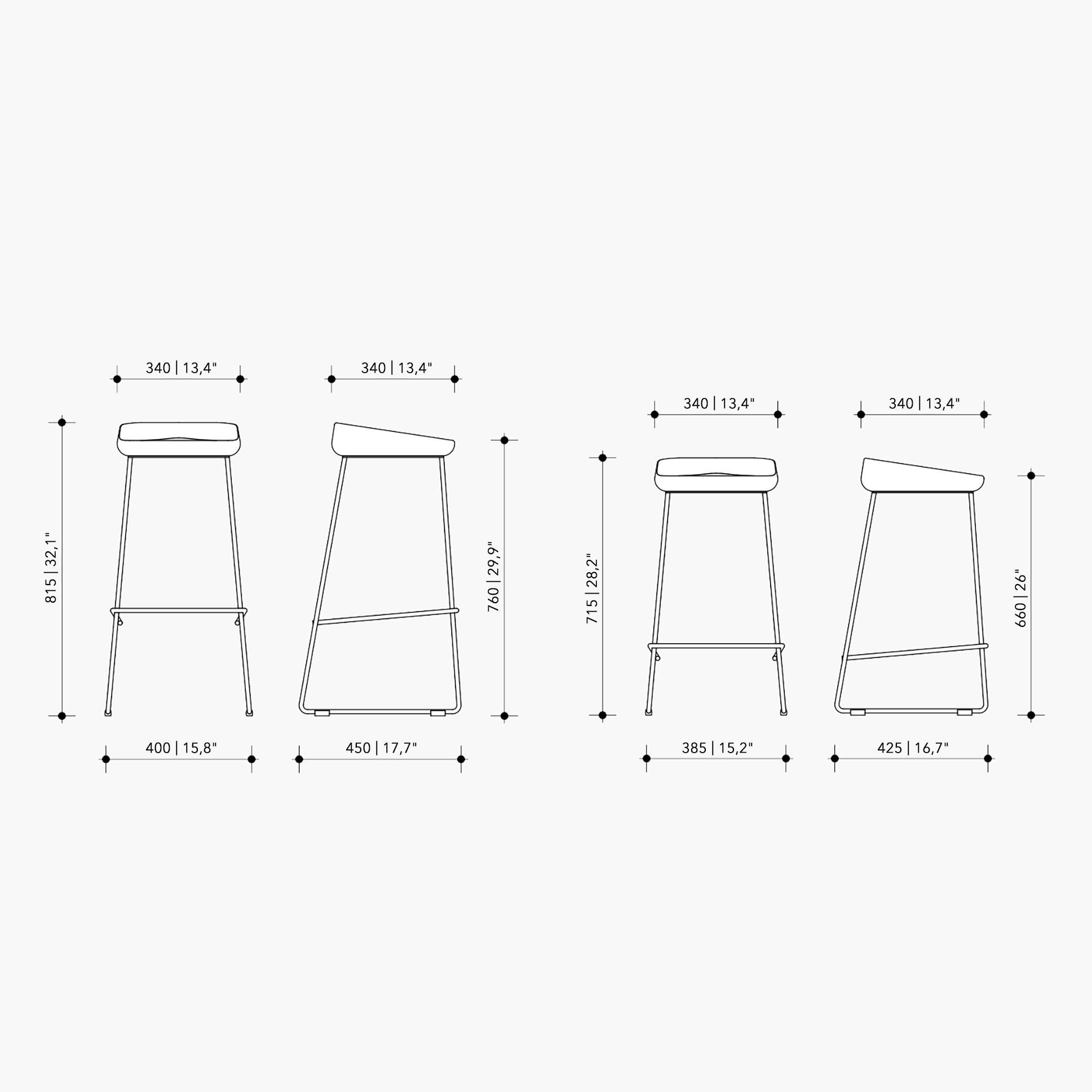 Bar Stool Wave with Leather Seat and Steel Frame - Contemporary Kitchen Islands For Sale 1