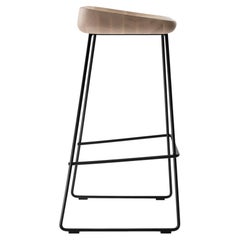 Bar Stool Wave with Solid Wood Seat and Steel Frame