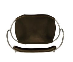 Contemporary Bar Stool w. Backrest Old Silver Metal & Dark Brown Leather