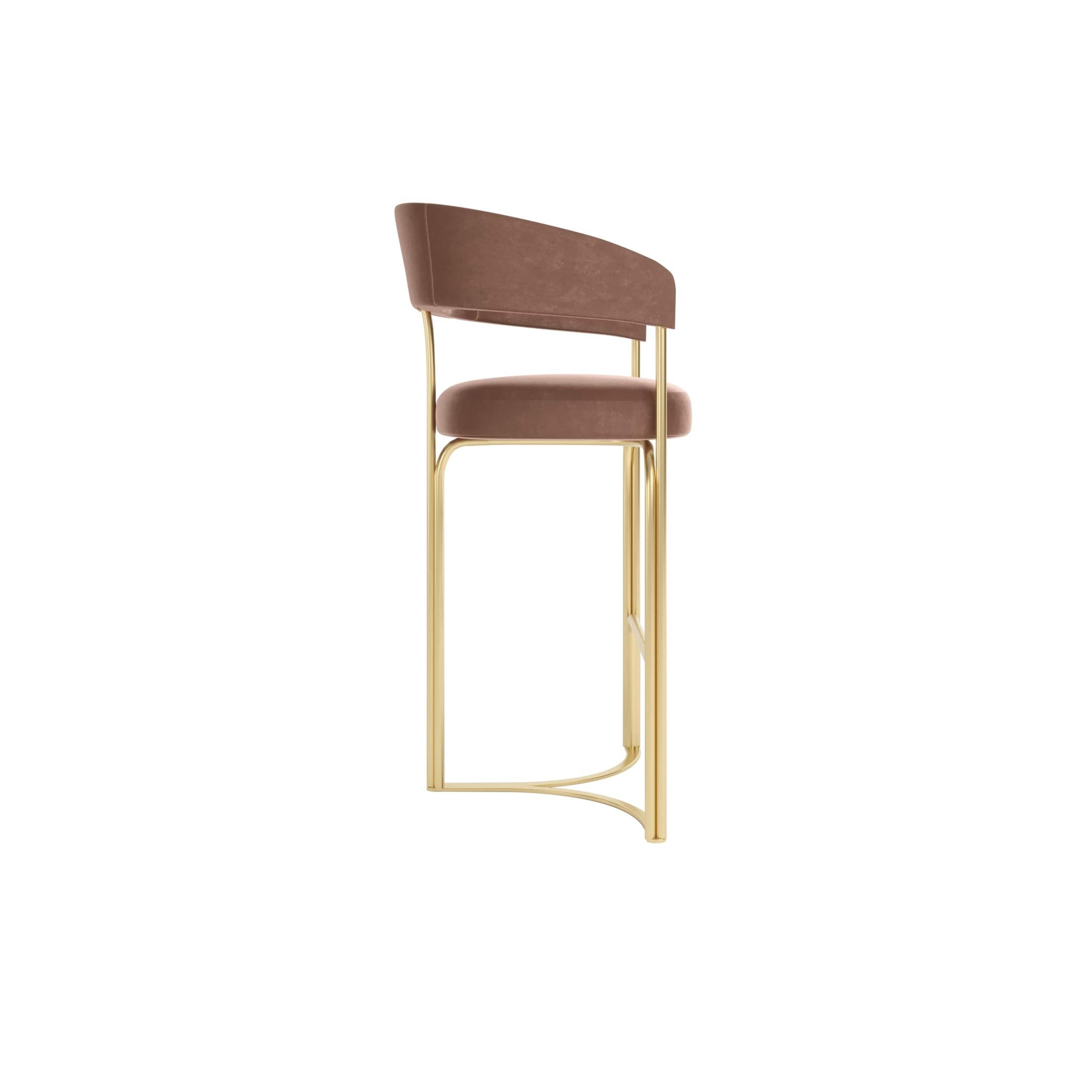 Portuguese Disco Bar Stool, with upholstered seat and metal structure For Sale