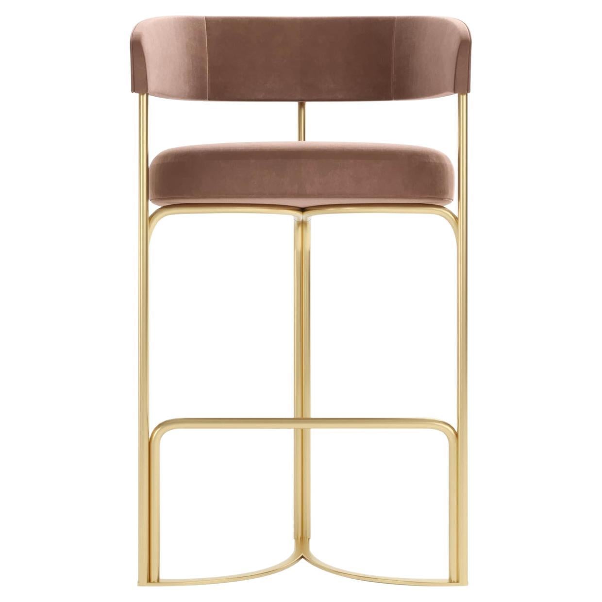 Disco Bar Stool, with upholstered seat and metal structure For Sale