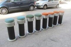 Bar Stools Black Aluminum Silver Laminated Italian Design, 1970 Minimal Rational