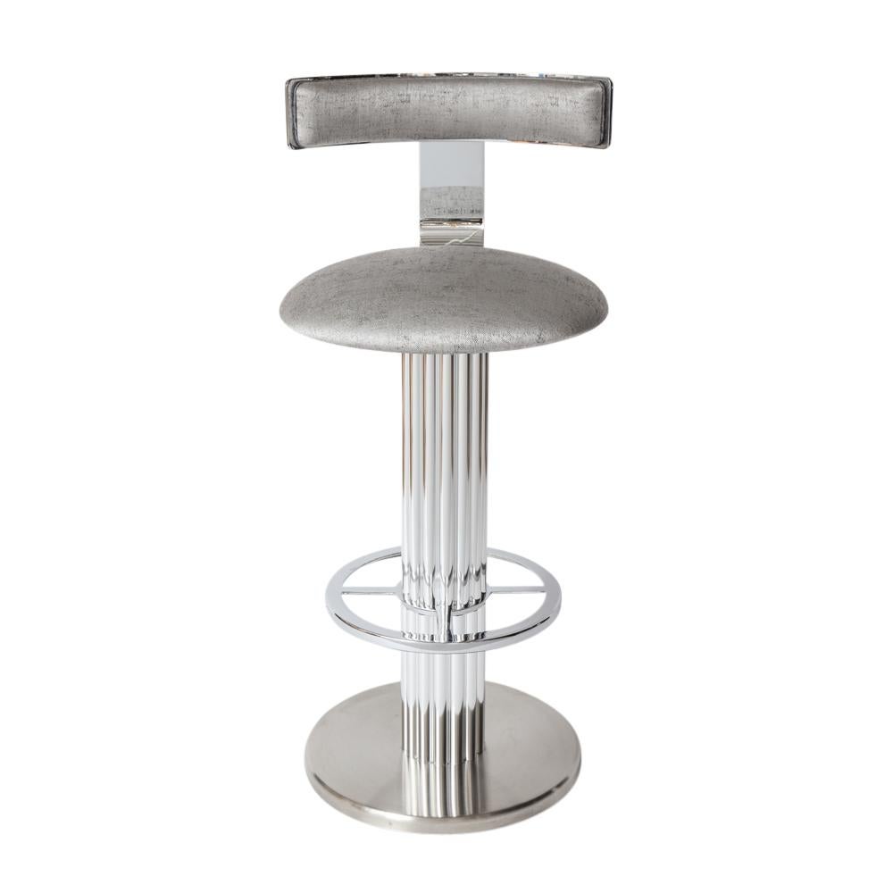 Late 20th Century Designs for Leisure Bar Stools, Chrome Steel, Swivel
