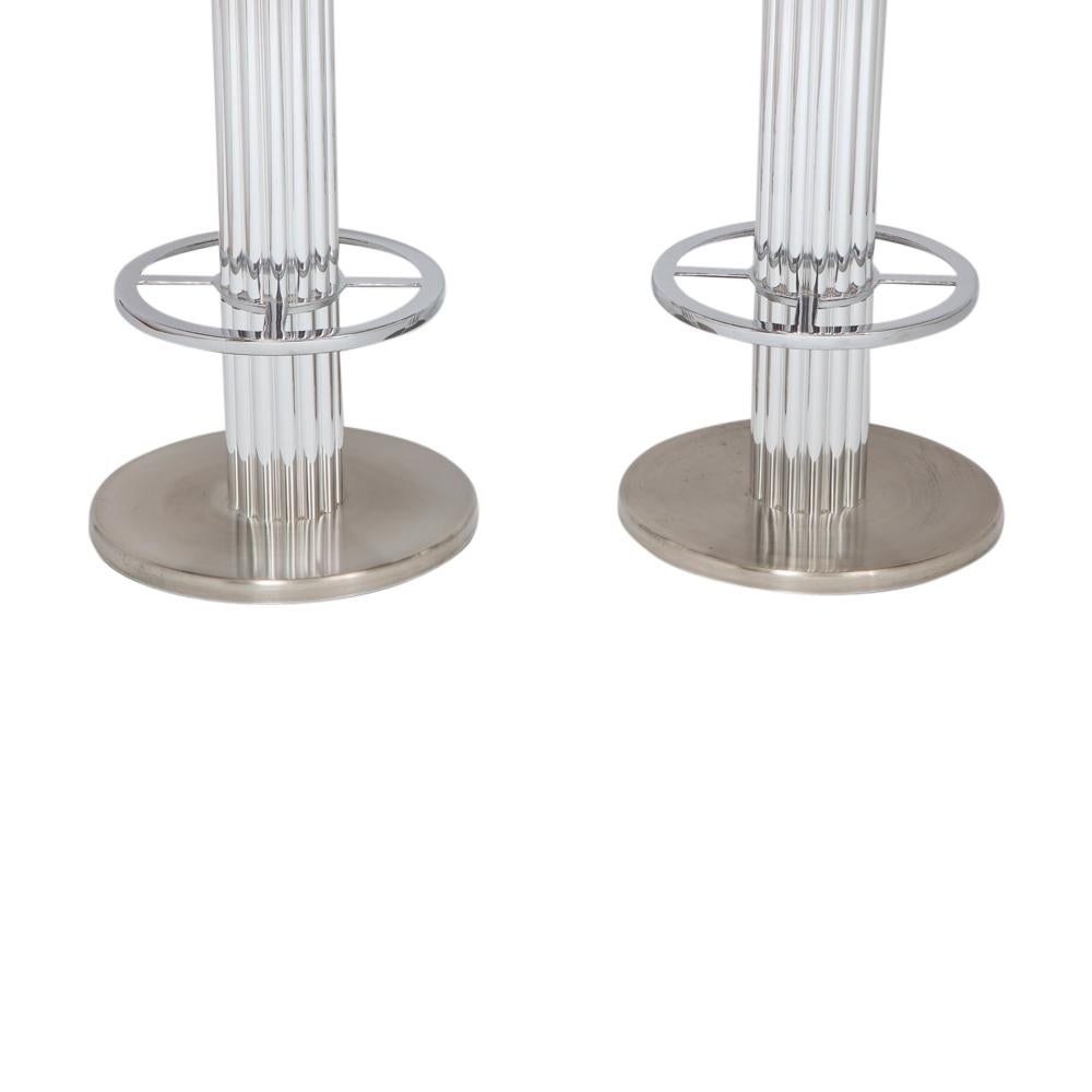 Bar Stools by Designs for Leisure, Chrome Steel, Swivel, Signed 1