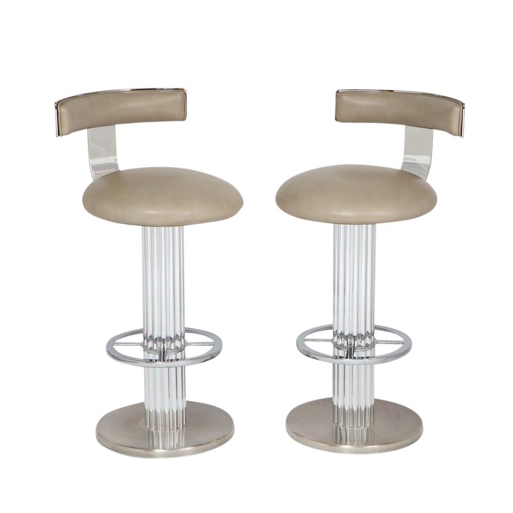 Bar Stools by Designs for Leisure, Chrome Steel, Swivel, Signed