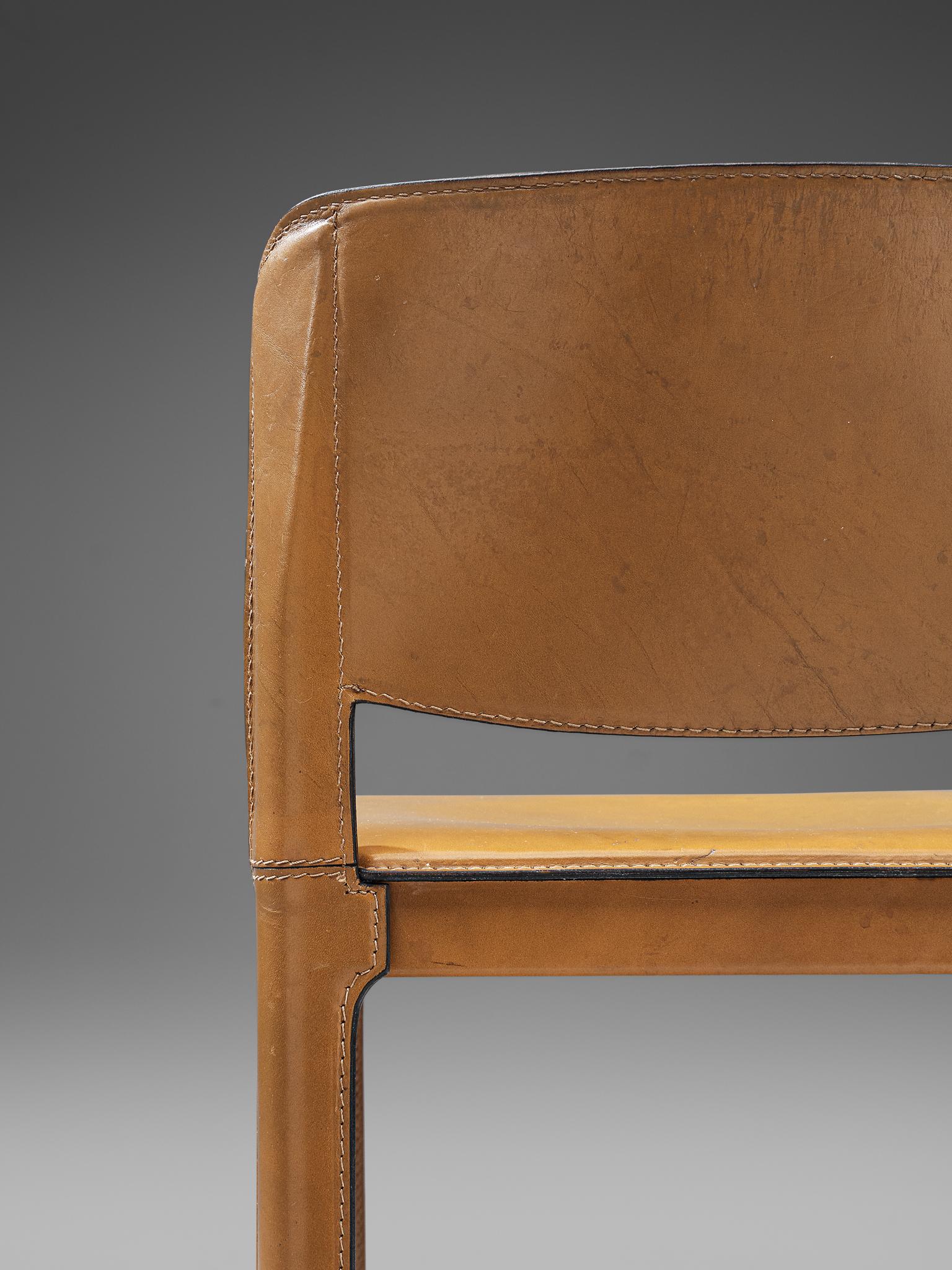 Italian Bar Stools by Matteo Grassi in Brown Leather