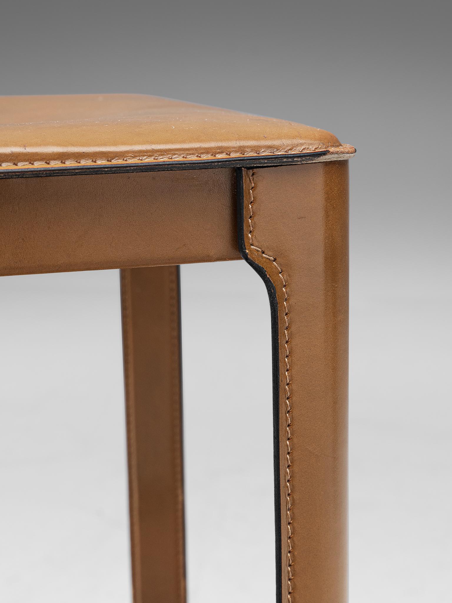 Bar Stools by Matteo Grassi in Brown Leather In Good Condition In Waalwijk, NL