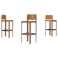 Bar Stools by Matteo Grassi in Brown Leather