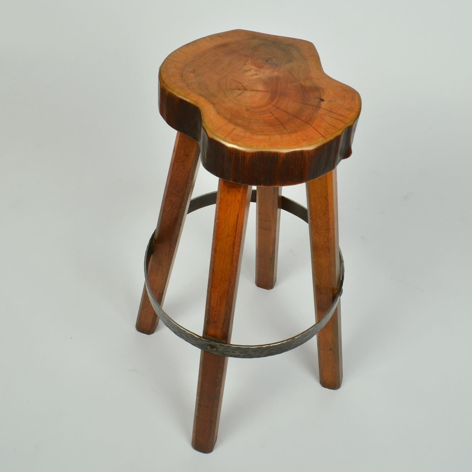 Bar Stools Handcrafted Burr Wood 1970s  For Sale 5