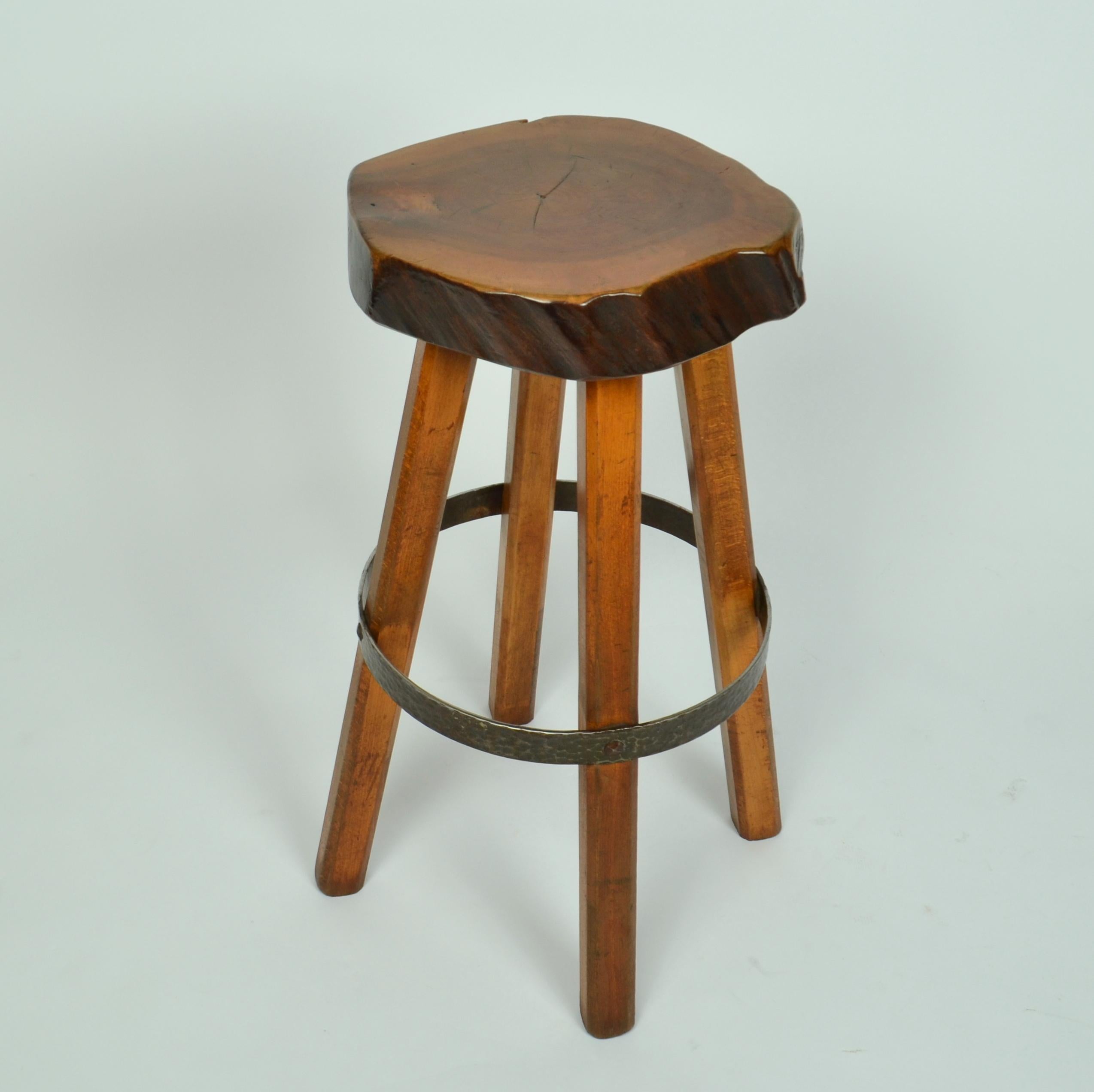 Bar Stools Handcrafted Burr Wood 1970s  In Excellent Condition For Sale In London, GB