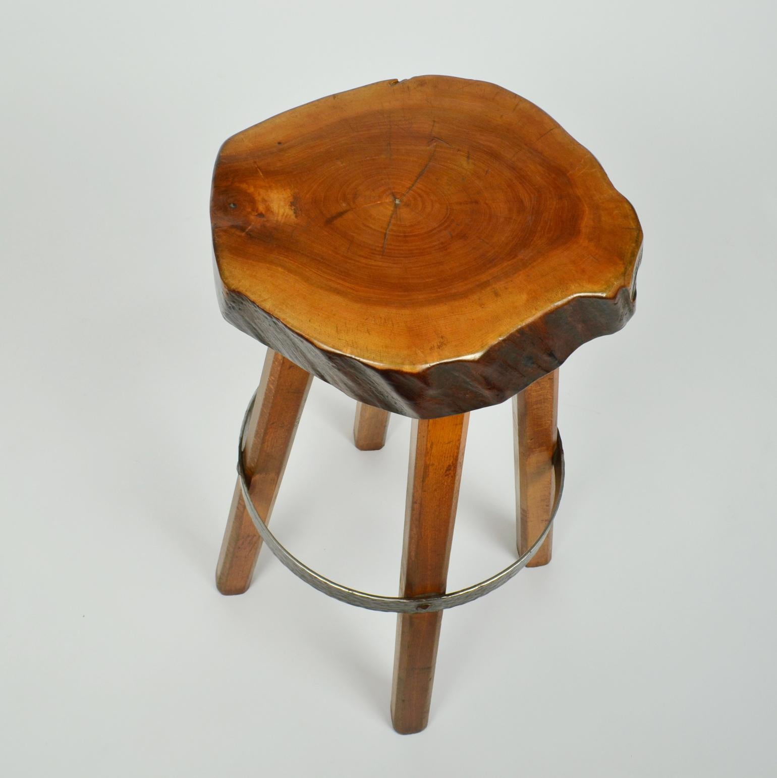Late 20th Century Bar Stools Handcrafted Burr Wood 1970s  For Sale