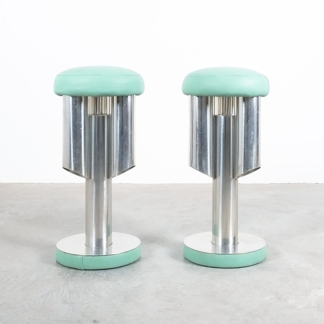 Great pair of aeronautical rocket chairs or bar stools from Italy, circa 1970 - priced as a pair

One of a kind pair of barstools with a set-height of 28